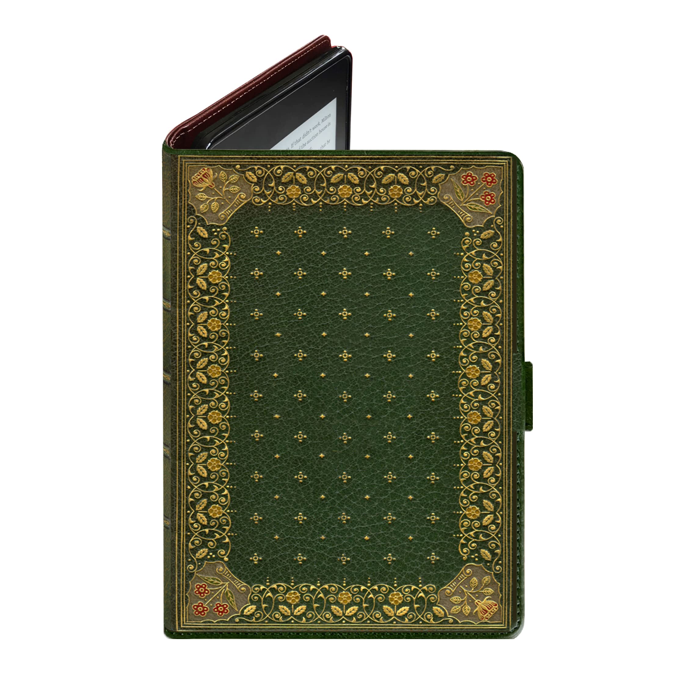 KleverCaseUniversal Book Cover for eBook Readers. Fits All e-Reader Brands Including Kobo, Nook, Kindle Paperwhite (inc 12th Gen & Signature Edition), Kindle, storytel and More. (Ornate Green)