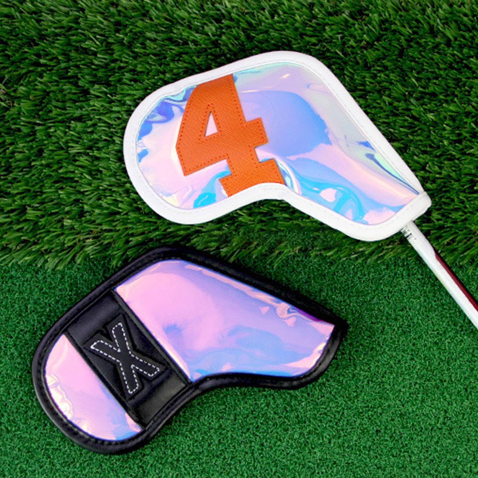 KUIDAMOS Fundas para Cabezas de Palos de Golf, Elegantes, a Prueba de Impactos, a Prueba de Rayones, Juego de Fundas de Hierro para Palos de Golf, Ajuste Versátil para Viajes y Torneos, Tela de PU,