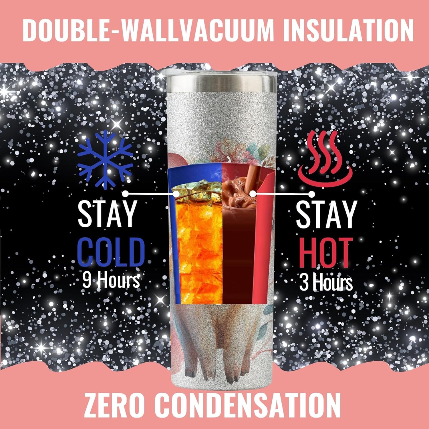 Onebttl Pig Gifts for Pig Lovers, Women, Girls, Gifts for Daughter, Wife, Piggy Lovers on Christmas, Birthday, Glitter Insulated 20oz Stainless Steel Tumbler - Image 6