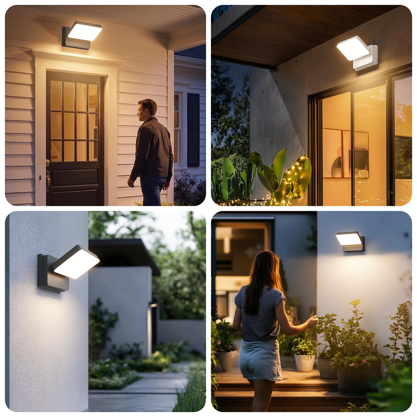 Klighten Aplique pared exterior LED 30W IP65 3000K orientable Balcon/Terraza Antracita