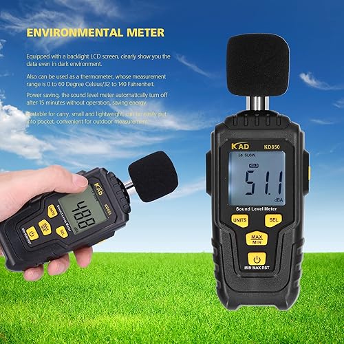 Miniatura 2 de Fydun Multifunctional Sound Meter Decibel Monitoring Temperature Tester Instrument Kd850 Wide Range of Uses (KD850)