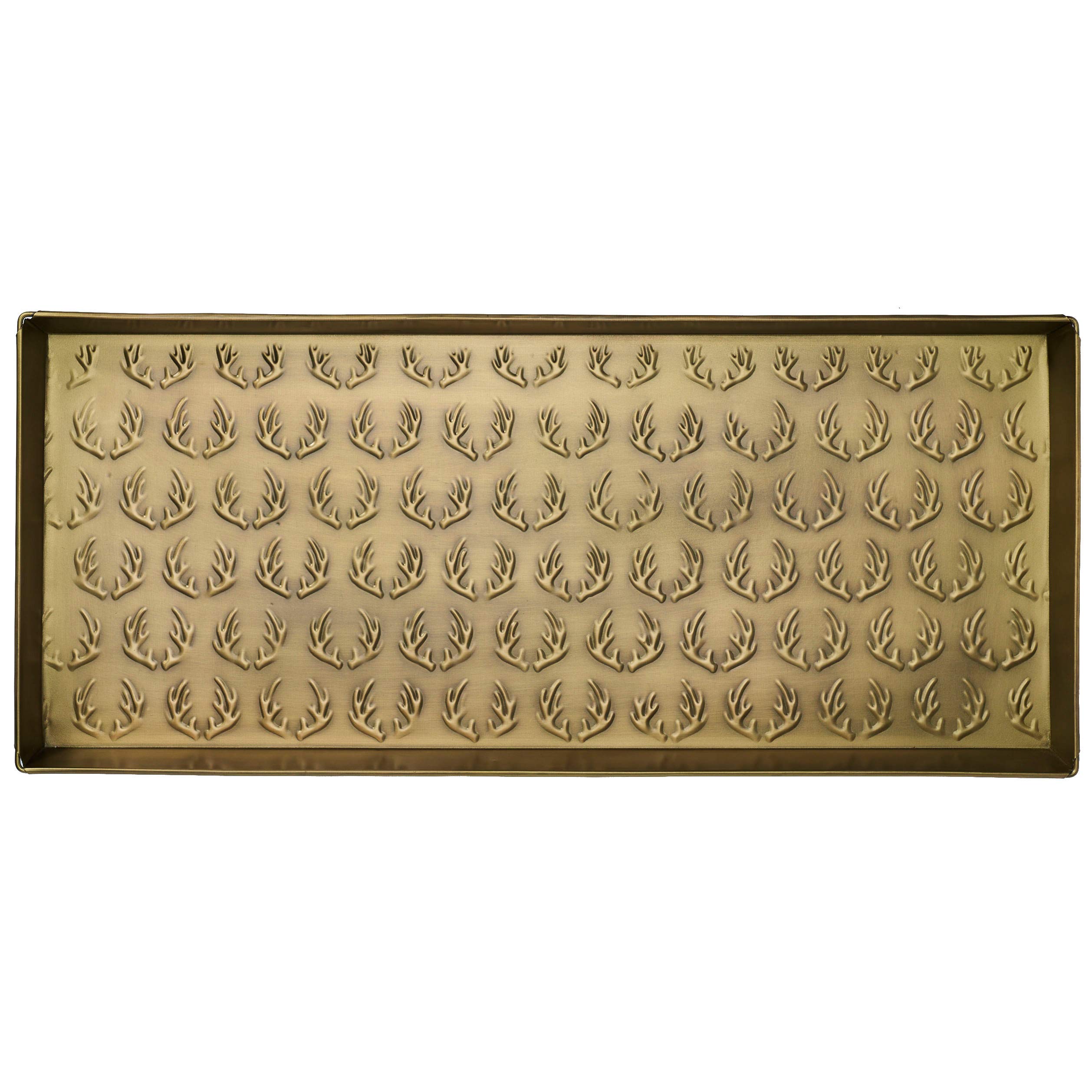 HF by LT Antlers Pattern Metal Boot-Tray 30 x 13 inches Antique Zinc Finish product thumbnail 2
