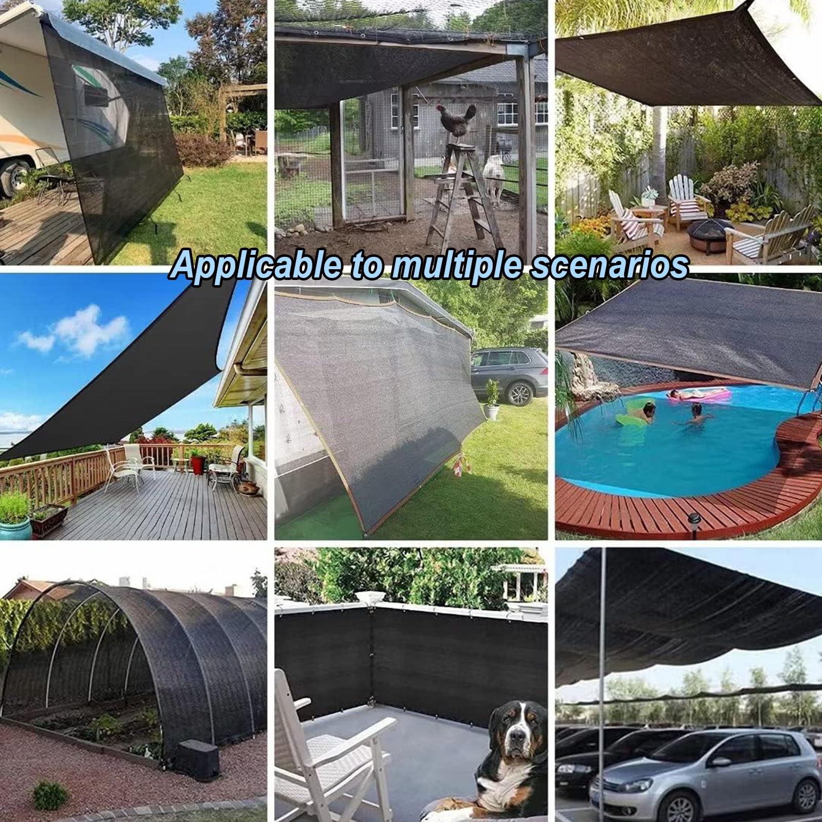 Schattierungsnetz 7 x 3.5 m Blockieren Sie Effektiv Sonnenlicht Und Uv-Strahlen, Die Luft Kann Auf Und Ab Zirkulieren Schattenstoffabdeckung für Gewächshaus, Garten, Schwarz