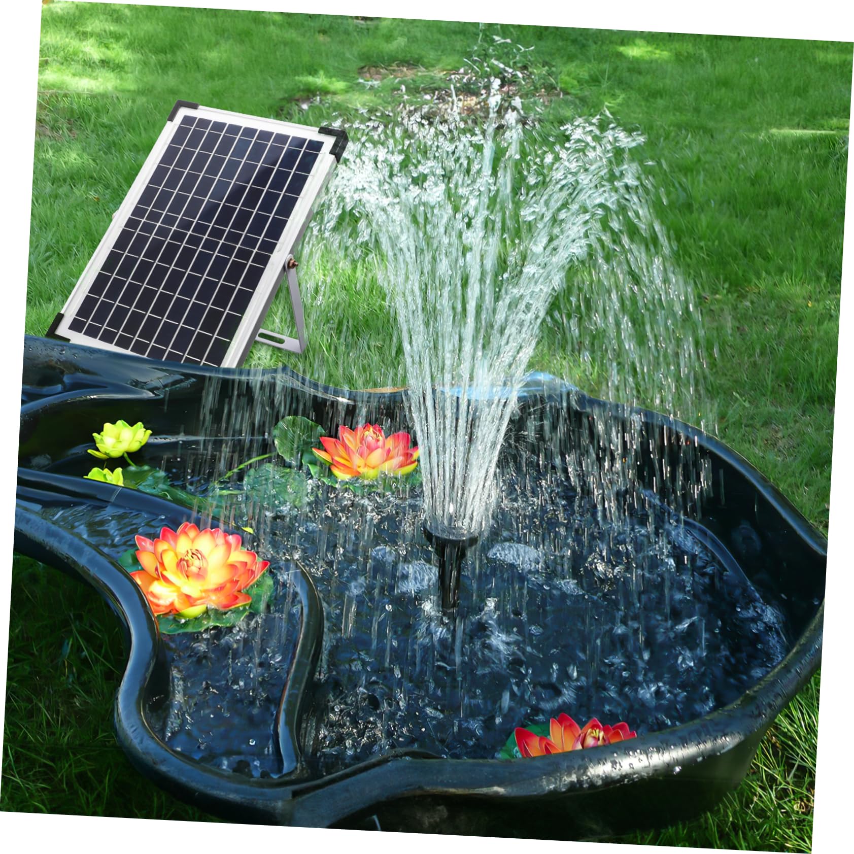 Pompa per Fontana Solare 1350l/h in Pp Nero per Prato e Laghetto | Installazione Semplice, Uso Versatile, Ricarica Comoda, Adatta a Giardino, Piscina e Vasca