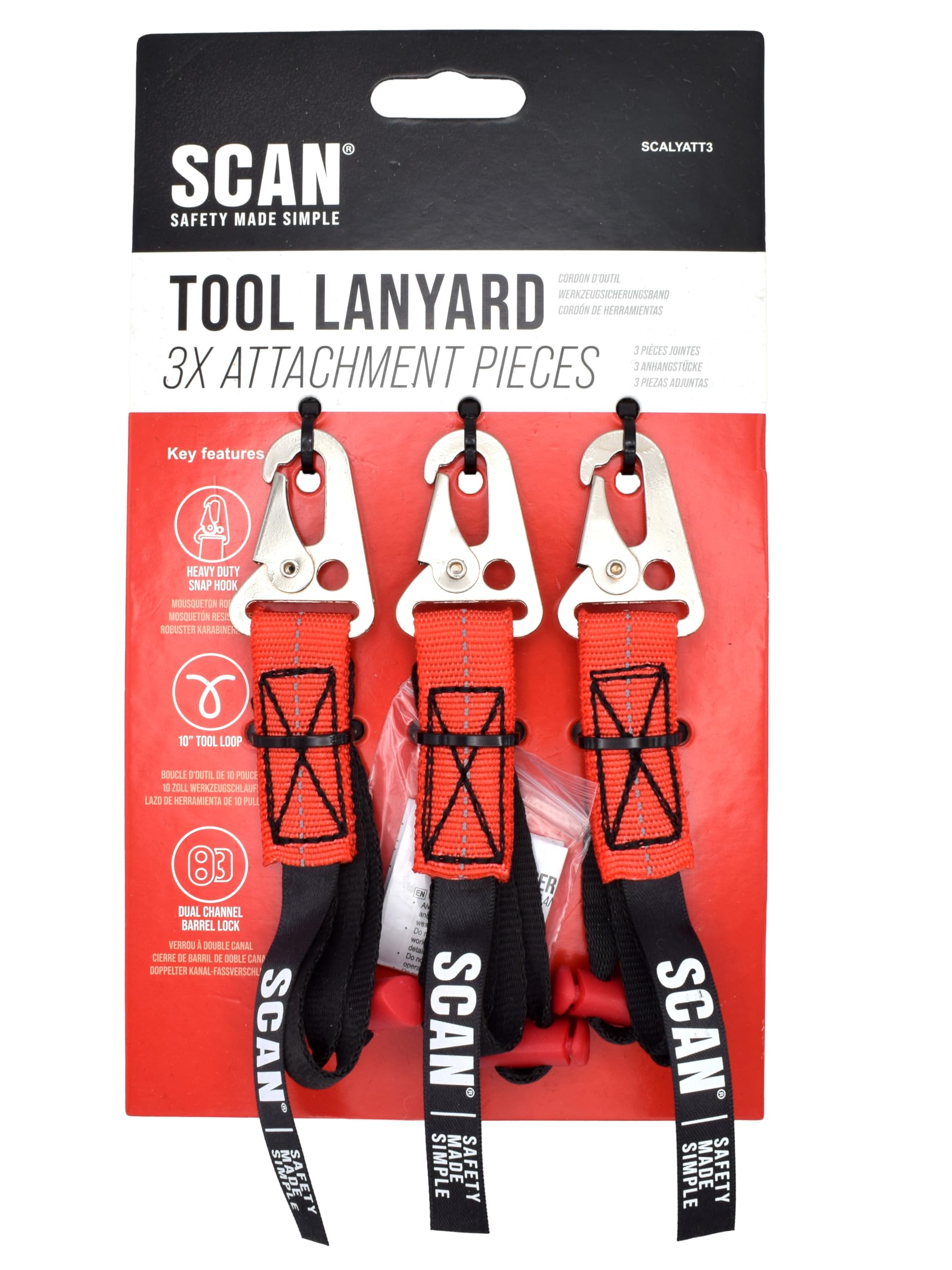 Scan Tool Lanyard - 3 Separate Tool Attachments, Red/Black - Image 4