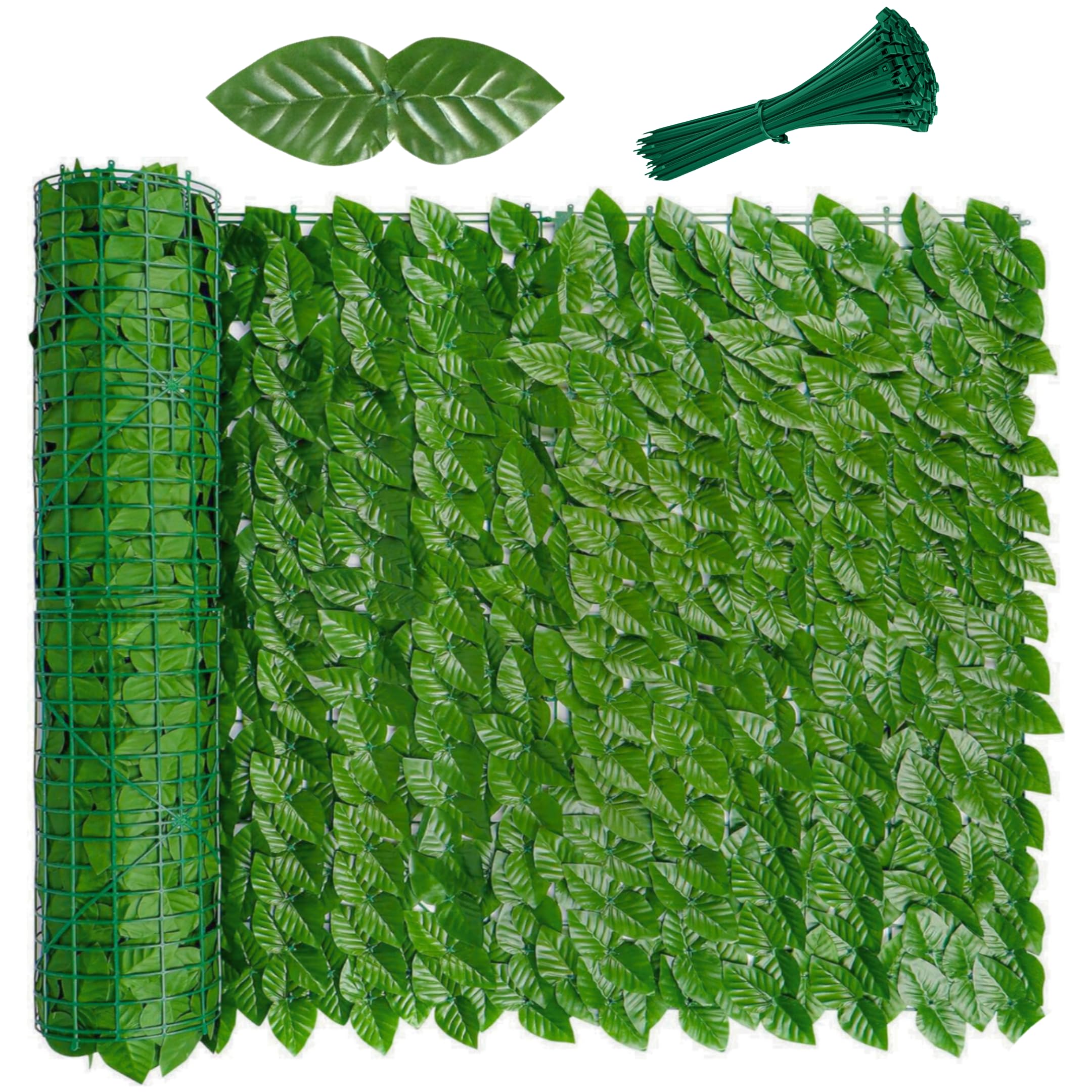 Haie Artificielle de Haute Qualité Vert Clair 1x3 Mètres + 50 Colliers de Serrage Offerts, Brise Vue Balcon Facile à Installer, Lierre Artificiel pour Cloture Jardin Exterieur 90% Privacy