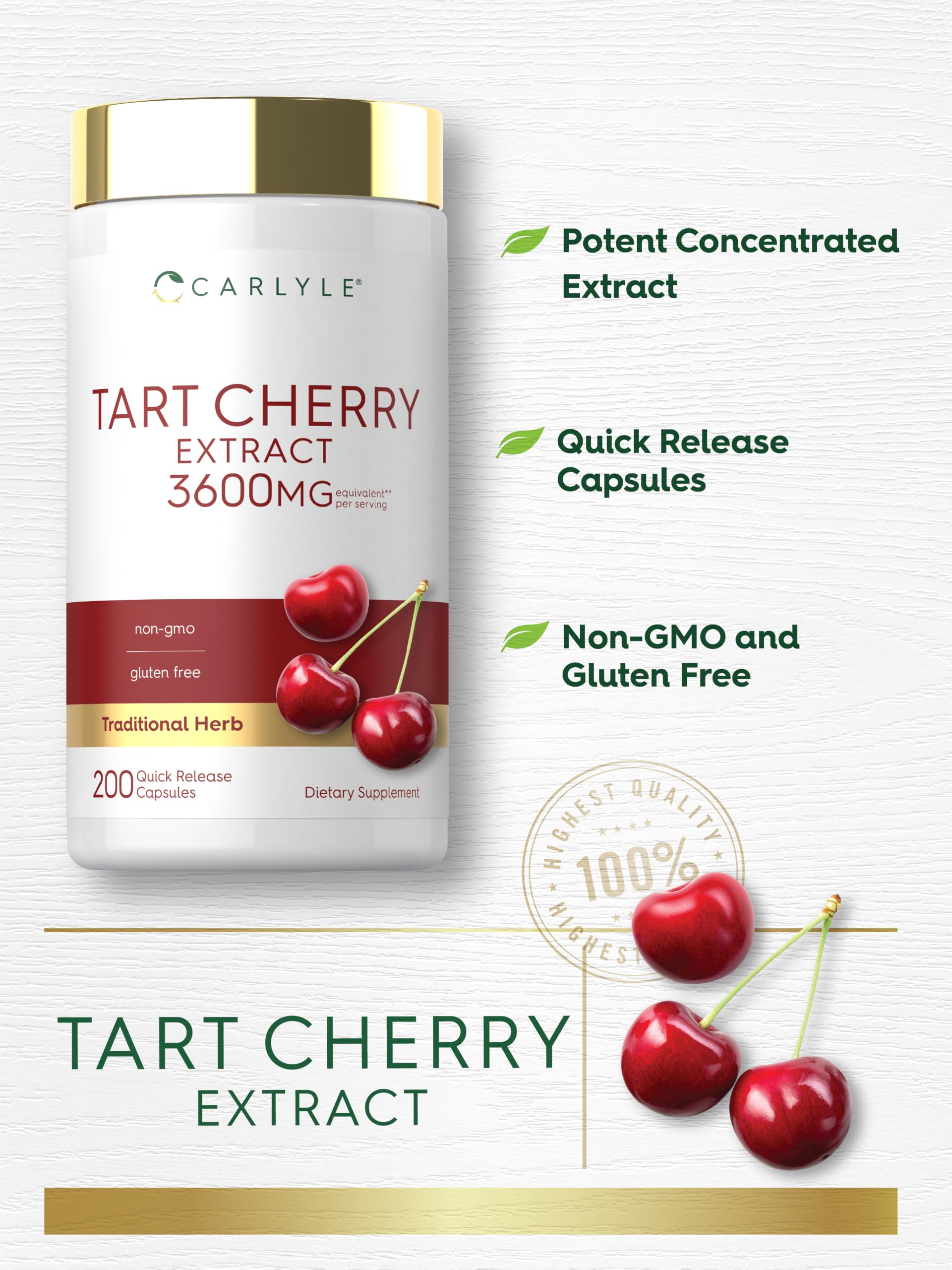 Carlyle Tart Cherry Extract Capsules | 200 Count — Amazon image 4
