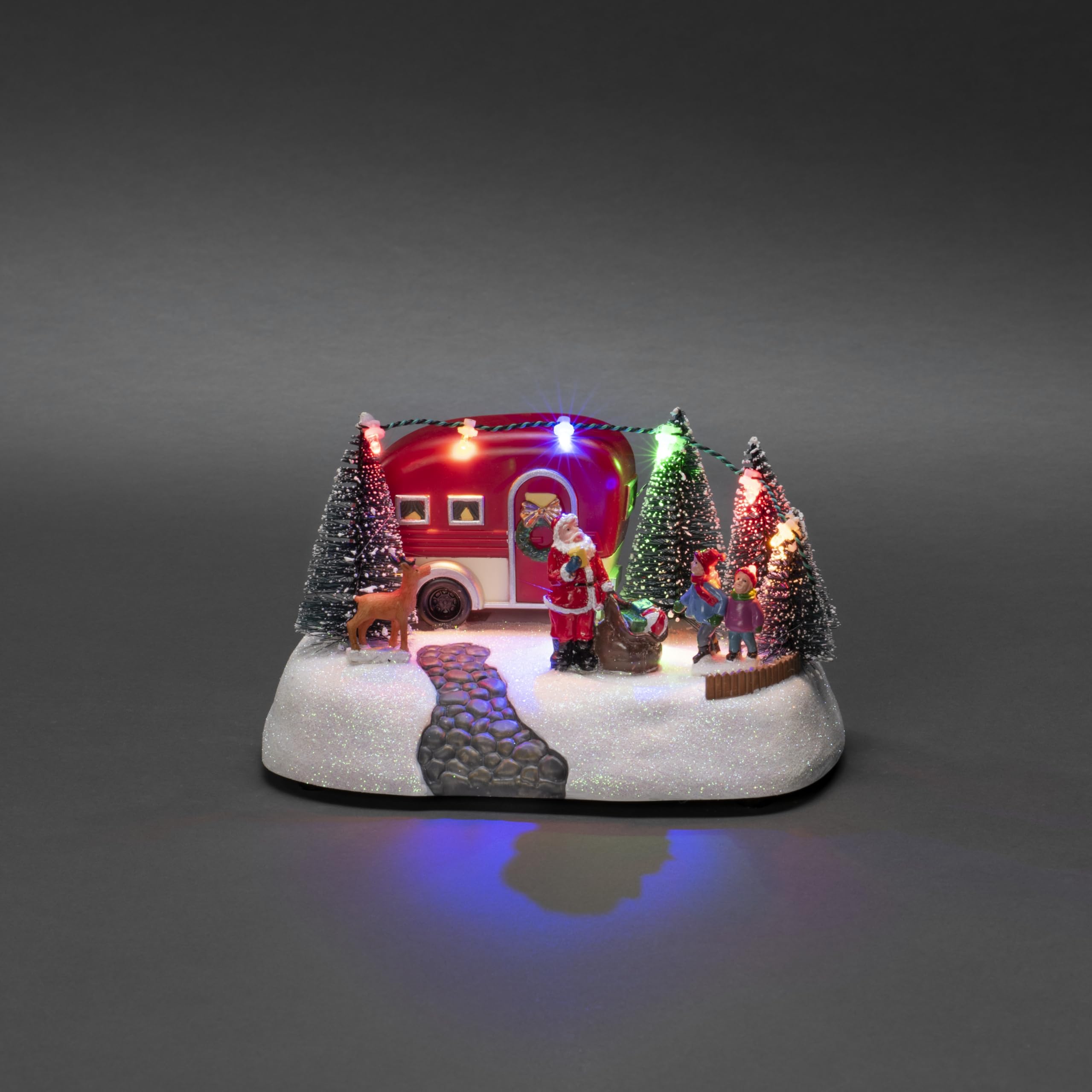Konstsmide Scena natalizia a LED: Babbo Natale e roulotte di Natale, batteria: 4238-000