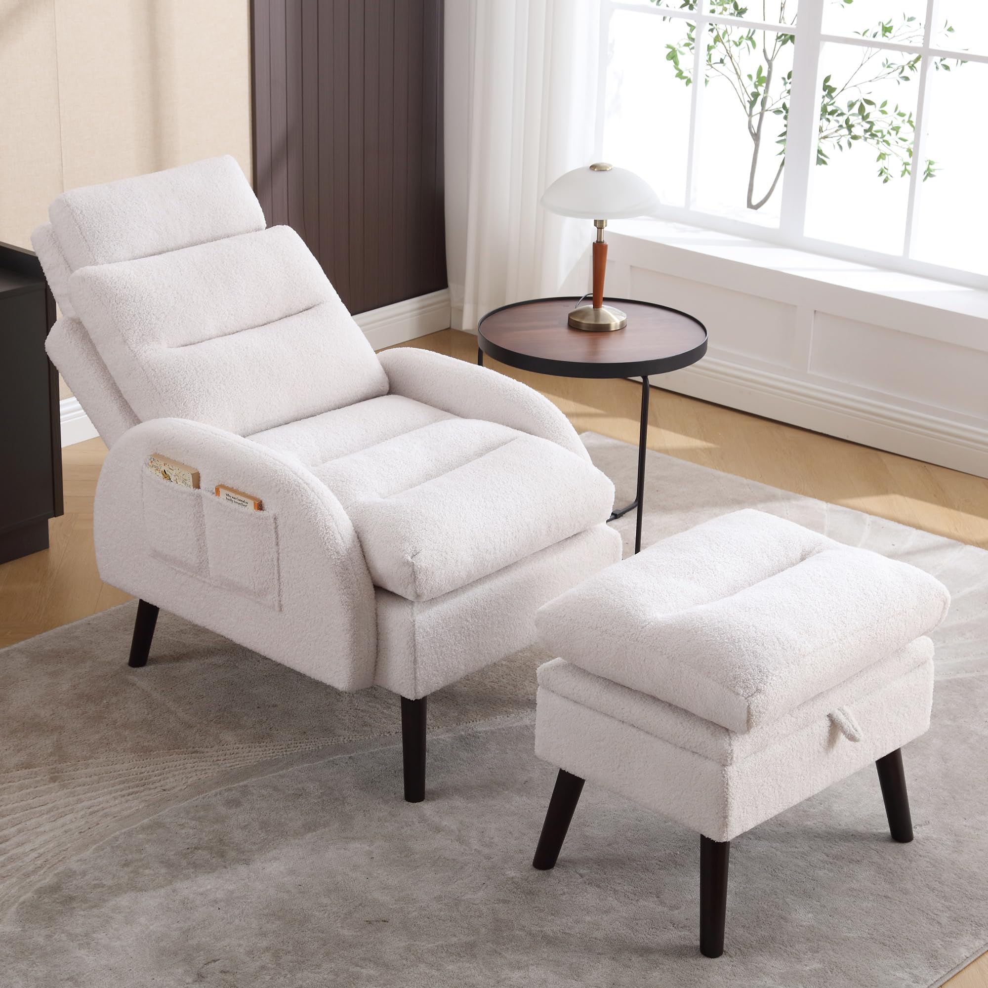 Amazon.com: HCHAIRH Accent Chair with Ottoman, Comfy Reading Chair with ...