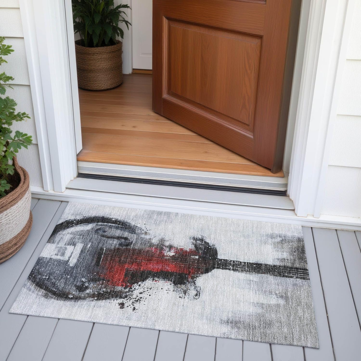 Addison Rugs Chantille ACN2091 Gray 1'8" x 2'6" Indoor/Outdoor, Machine Washable, Easy Clean, Non Shedding, Bedroom, Living Room, Dining Room, Kitchen, Patio Rug