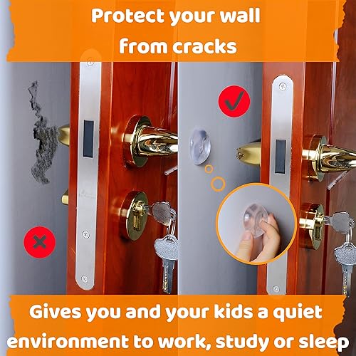 Miniatura 10 de Yunshan Tope de puerta (6 unidades, 1.97 pulgadas), protector de pared de goma transparente, protector de pared para manija de puerta autoadhesivo,