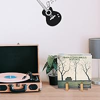 Vista 6 de Soporte de almacenamiento de discos de vinilo moderno, soporte de exhibición de álbumes de madera maciza, soporte de discos de vinilo de madera