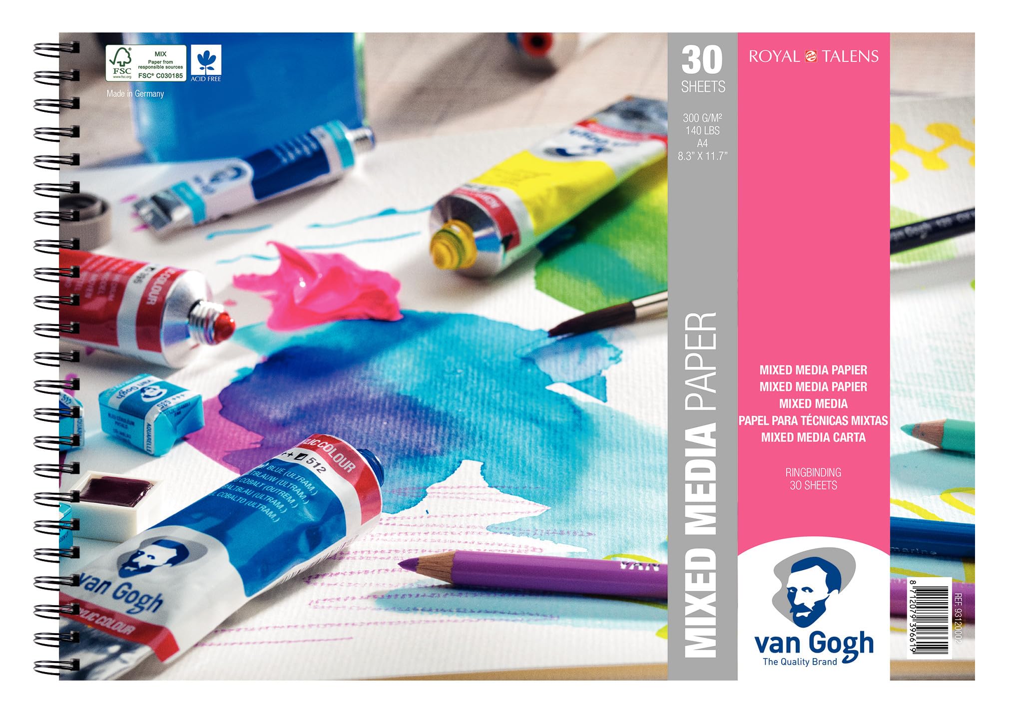 Van Gogh Bloc-notes à reliure spirale portable pour croquis en plein air A4