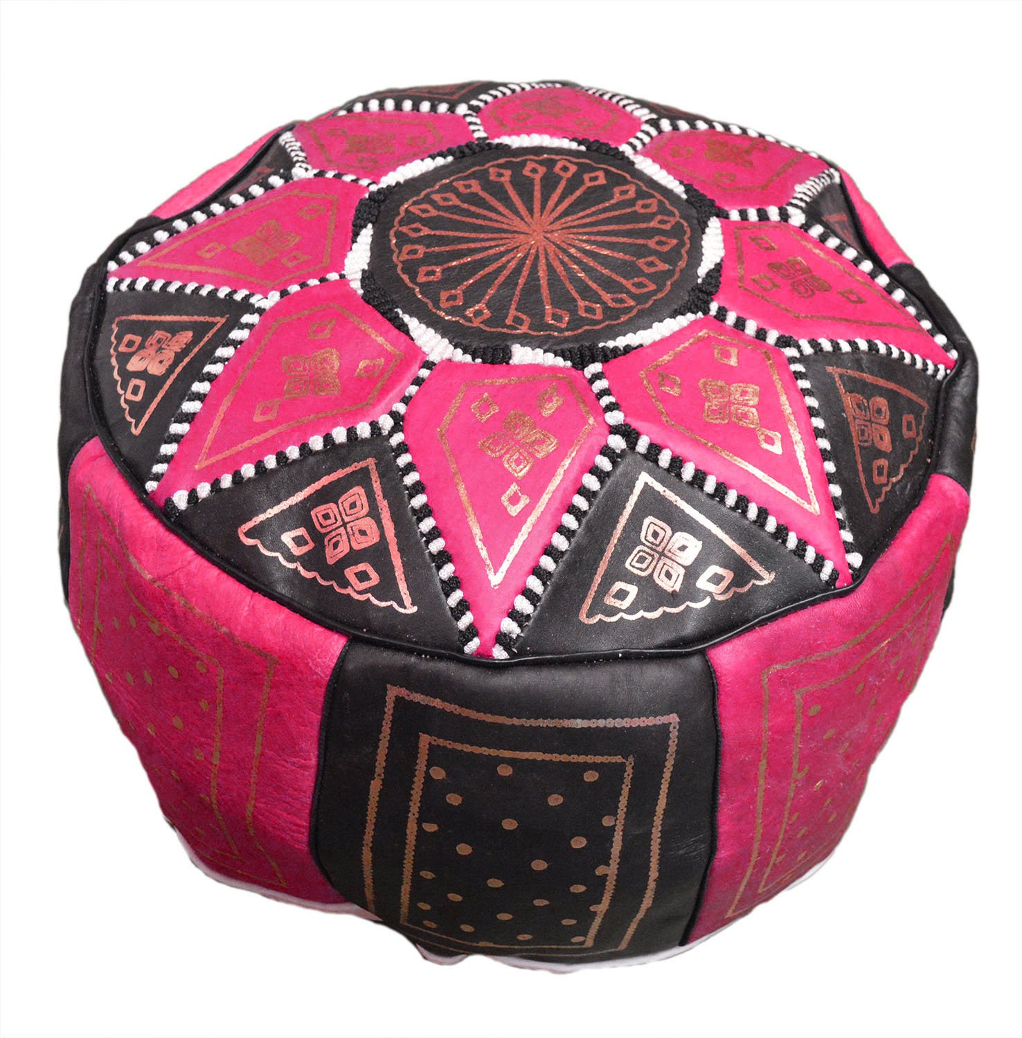Treasures Of Morocco Moroccan Pouf Ottoman Footrest Hassock Handmade Leather Comfortable Unstuffed
