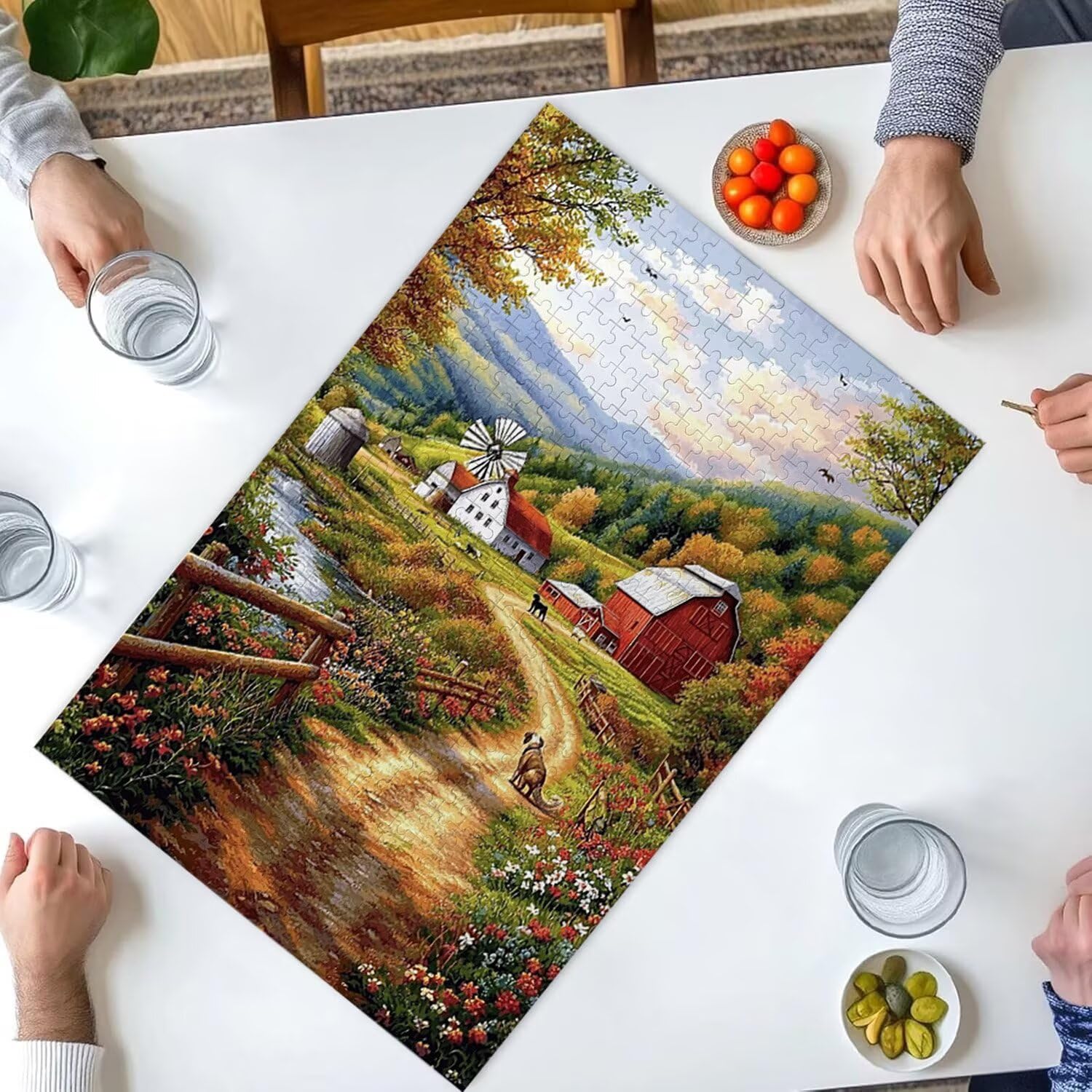 1500 Pezzi di Puzzle, Fattoria paesaggio1500 Pezzi di Puzzle per Adulti, Regalo di Anniversario, Regalo di Natale, Decorazione Della Casa, Prevenzione Della Degenerazione Cerebrale Negli Anziani v639