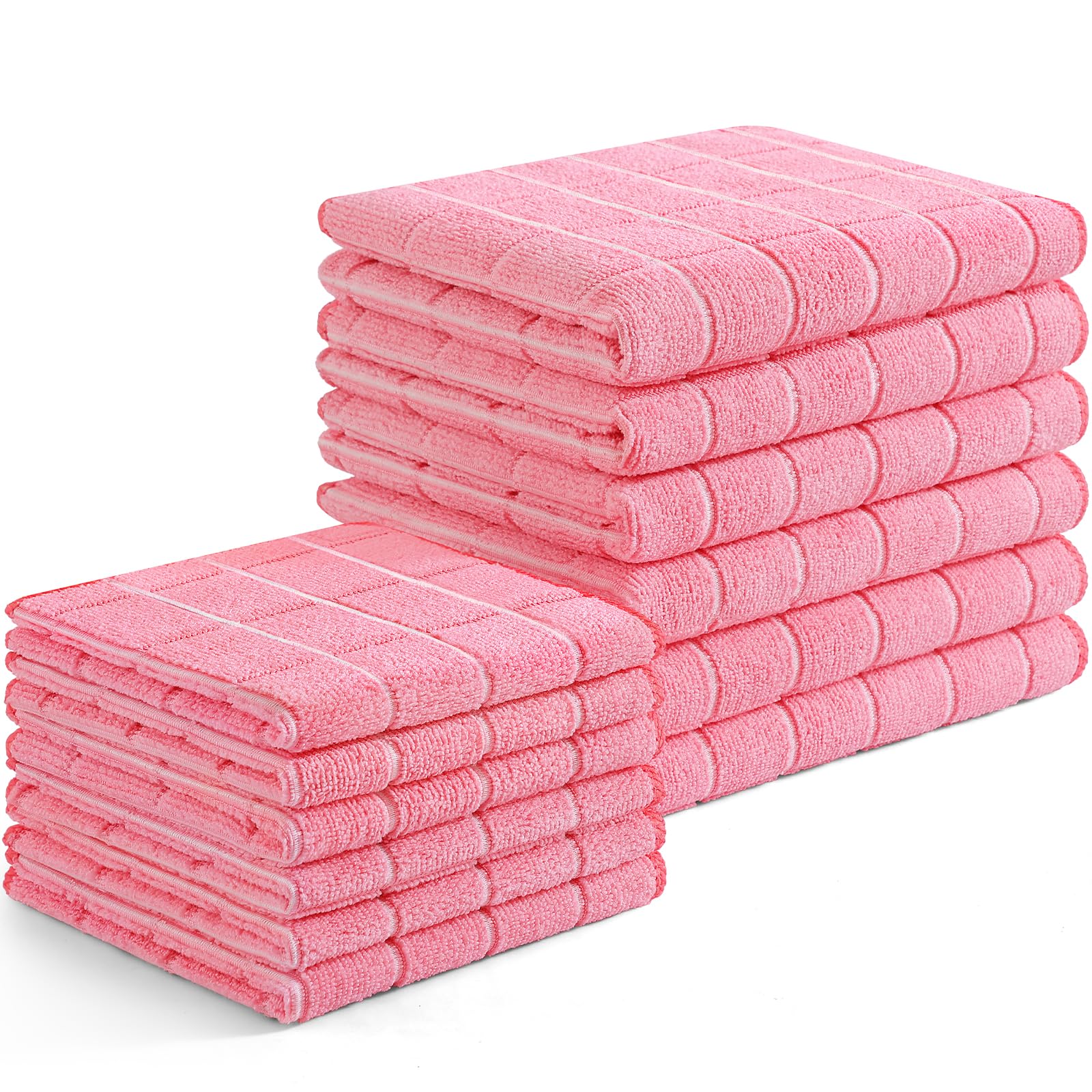 Homaxy Lot de 12 torchons de cuisine et torchons en microfibre, rose