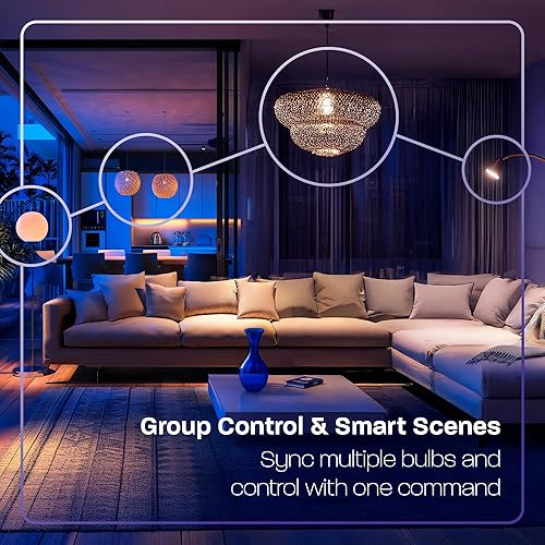 Miniatura 4 de Paquete de 4 bombillas inteligentes, LED RGB que cambian de color 16M colores, blanco sintonizable 1800K-6500K, WiFi Bluetooth compatible con Alexa