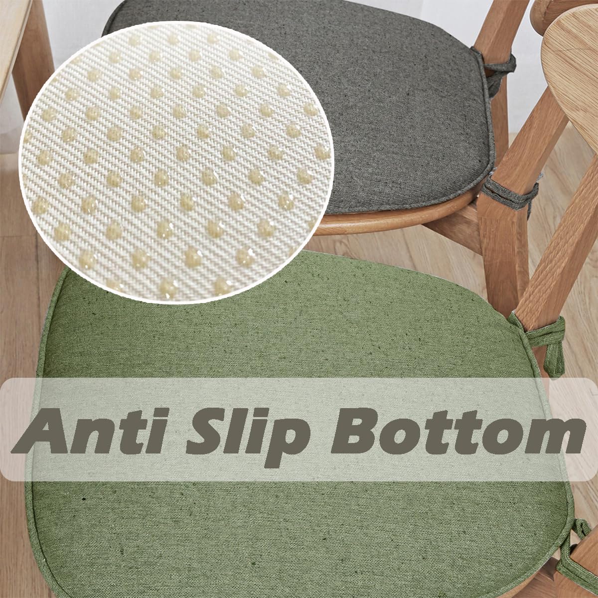 Cojín de asiento para sillas de comedor, parte inferior antideslizante con cremallera, con lazos, cómoda alfombrilla de silla para el hogar, cocina, oficina