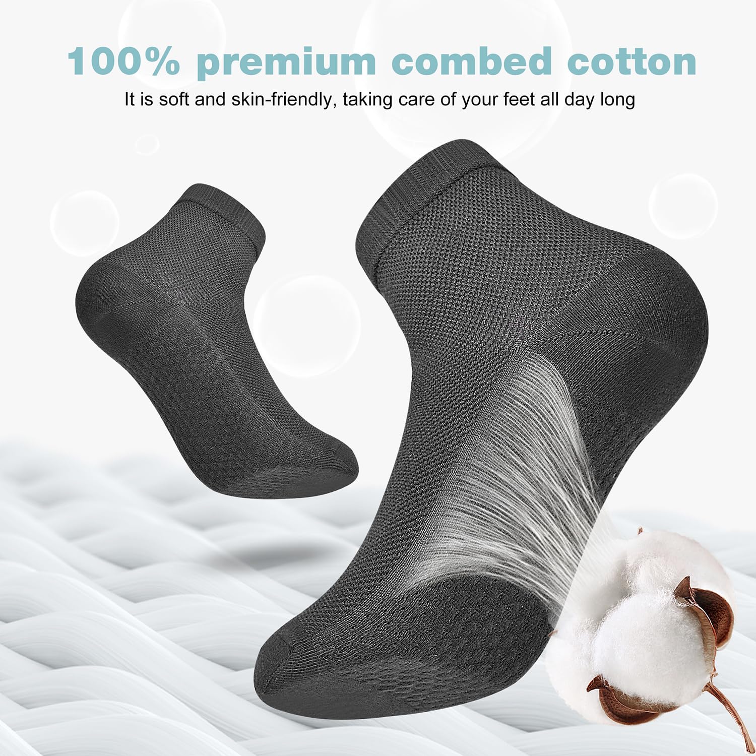 Gogogoal 6-paia Calzini da quarto in cotone Uomo Donna, antiodore traspiranti, Leggero crew Calze corsa commercio casual lavoro 36-42 43-49 Primavera Estate Autunno