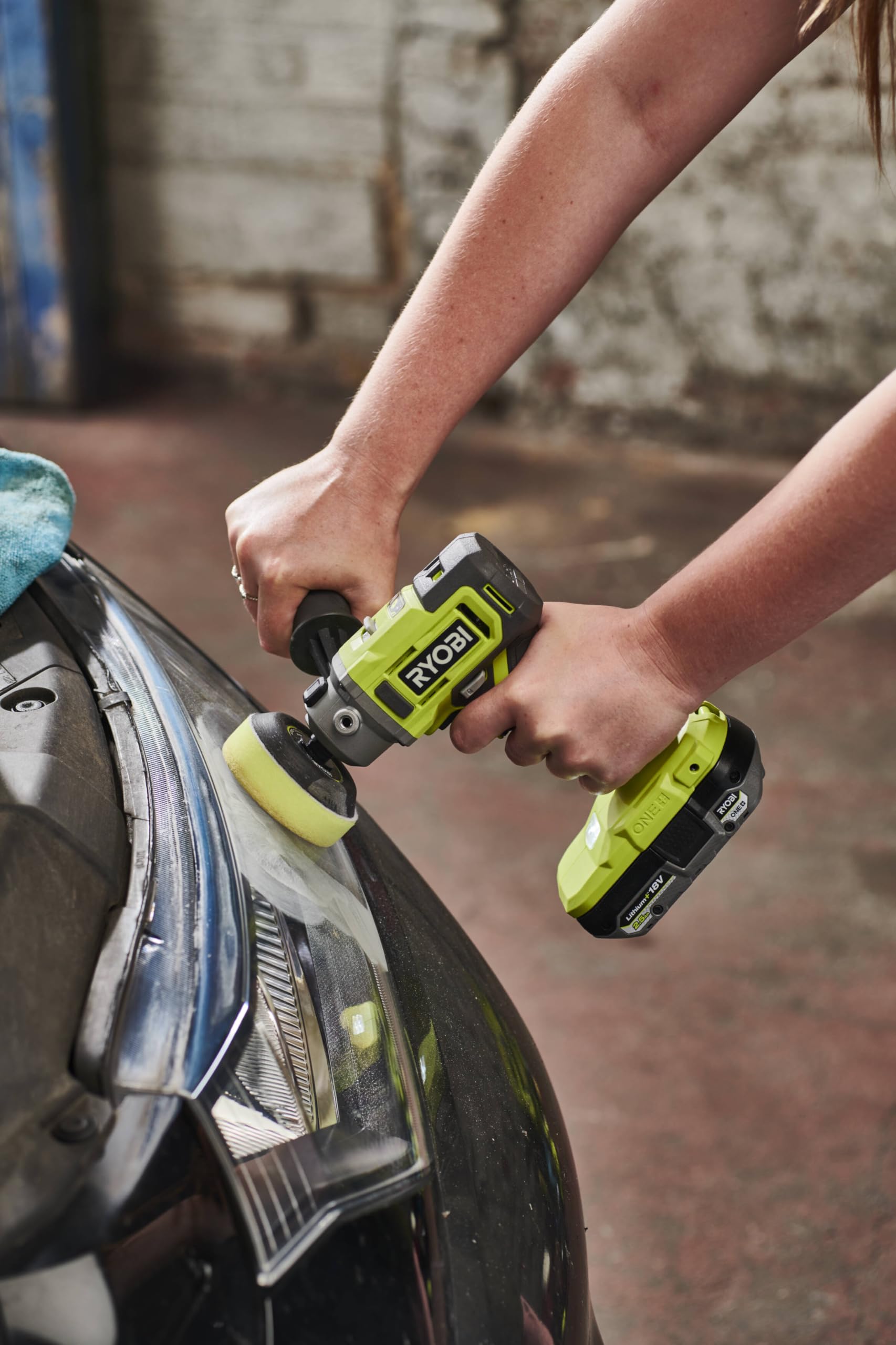 RYOBI 18 V ONE+ Akku-Polierer-und Schleifmaschine RDP18-0 (50/75 mm Polierteller, 2-Gang-Getriebe, abnehmbarer Handgriff, ohne Akku und Ladegerät)