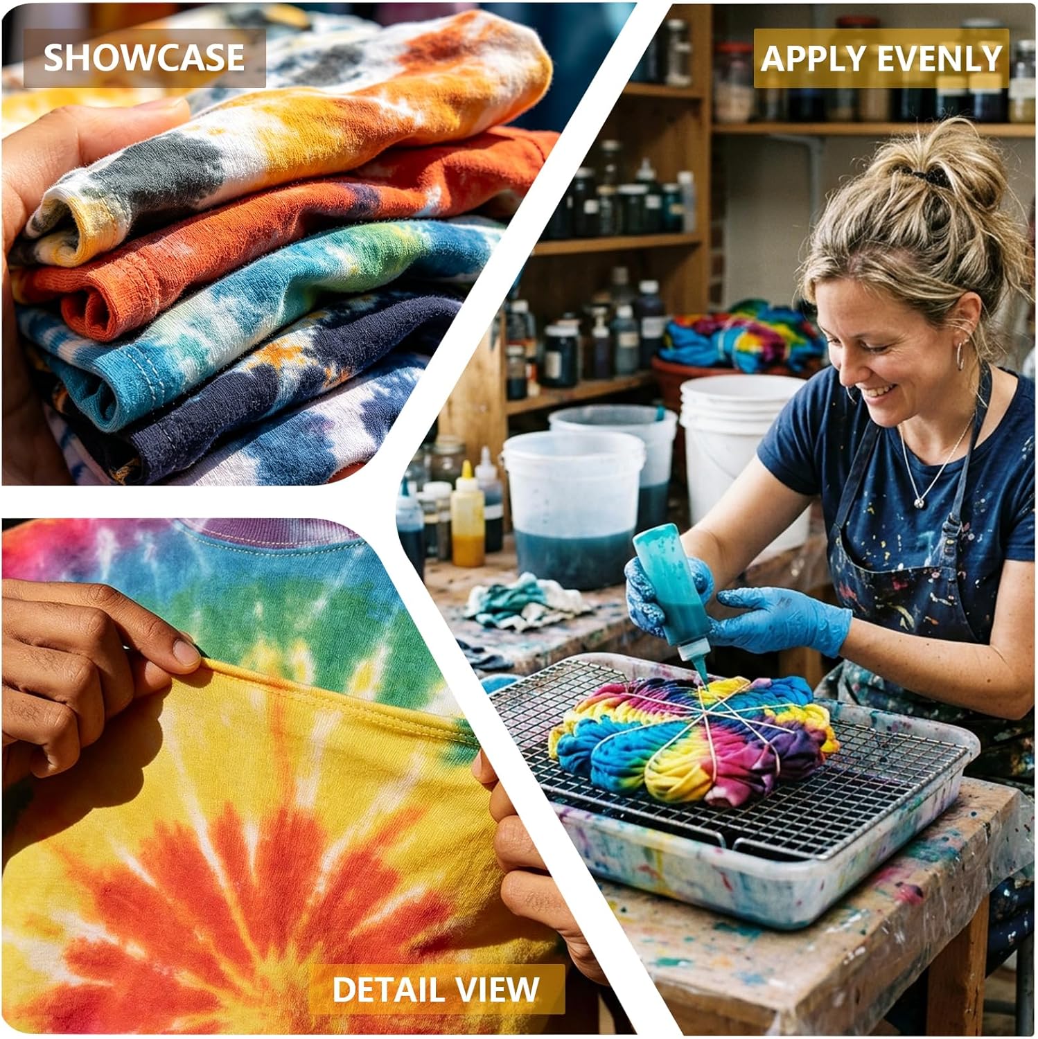 15 Color Tie Dye Powder Kit - 2oz Jars Each, Non-Toxic Permanent Fabric Dye for Clothes & DIY Crafts, Perfect for Party Activities, Group Projects & Homemade Gifts (15 Color, 2oz Jars Each)