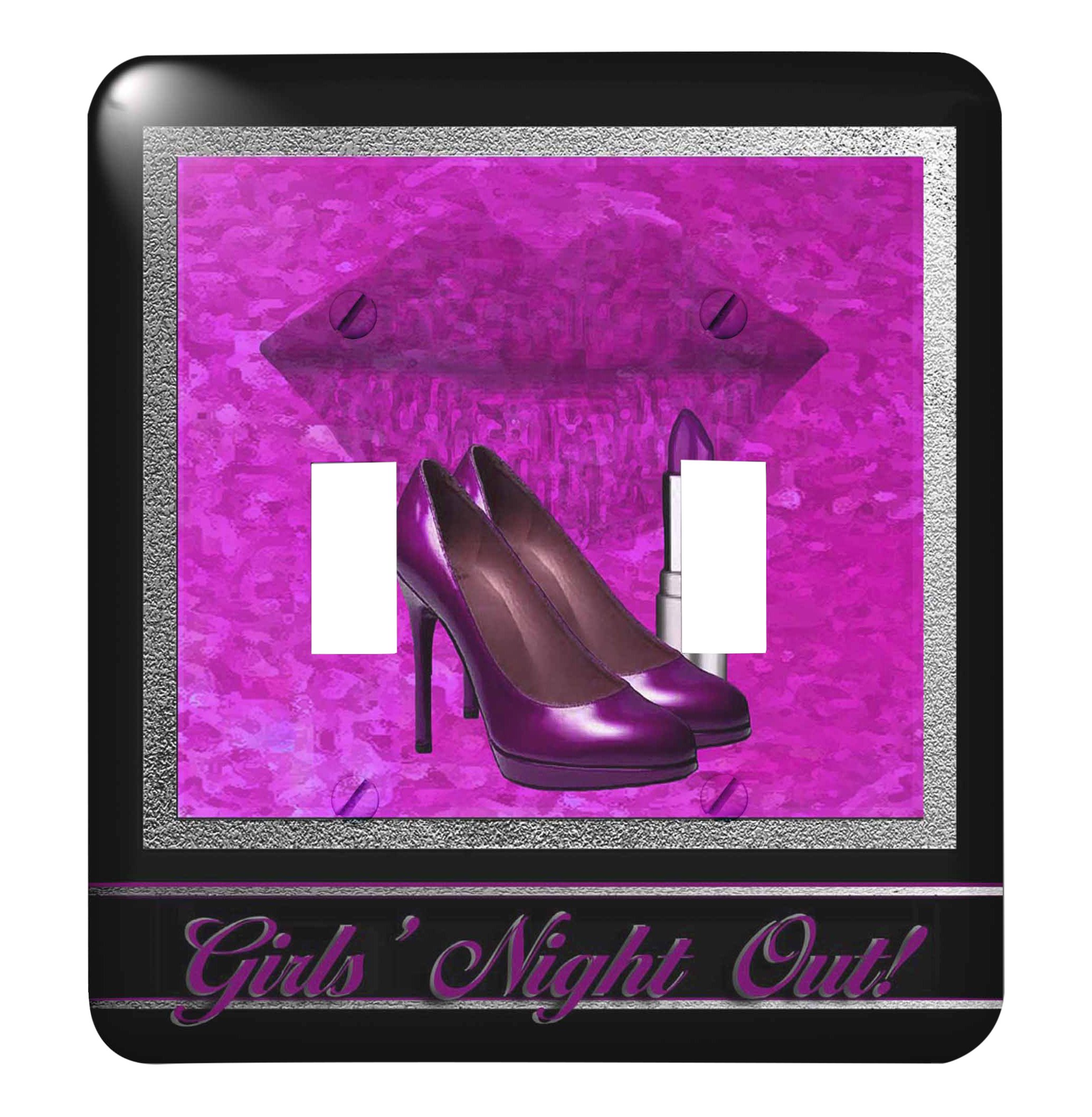 3dRose lsp_40543_2 Bachelorette Party, Girls Night Out, Pink High Heels, Lips and Lipstick Double Toggle Switch
