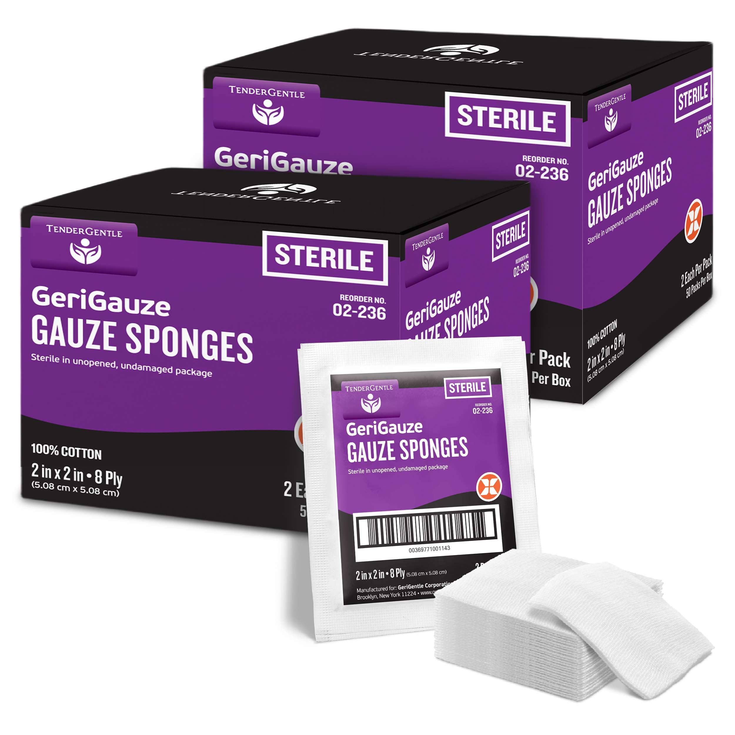 2x2 Gauze Sponges - 100 Gauze Pads Individually Wrapped in Packs of 2 for Medical Facilities, Wound Care, and First Aid - 8 Ply Woven Sterile Pads — Amazon image 7