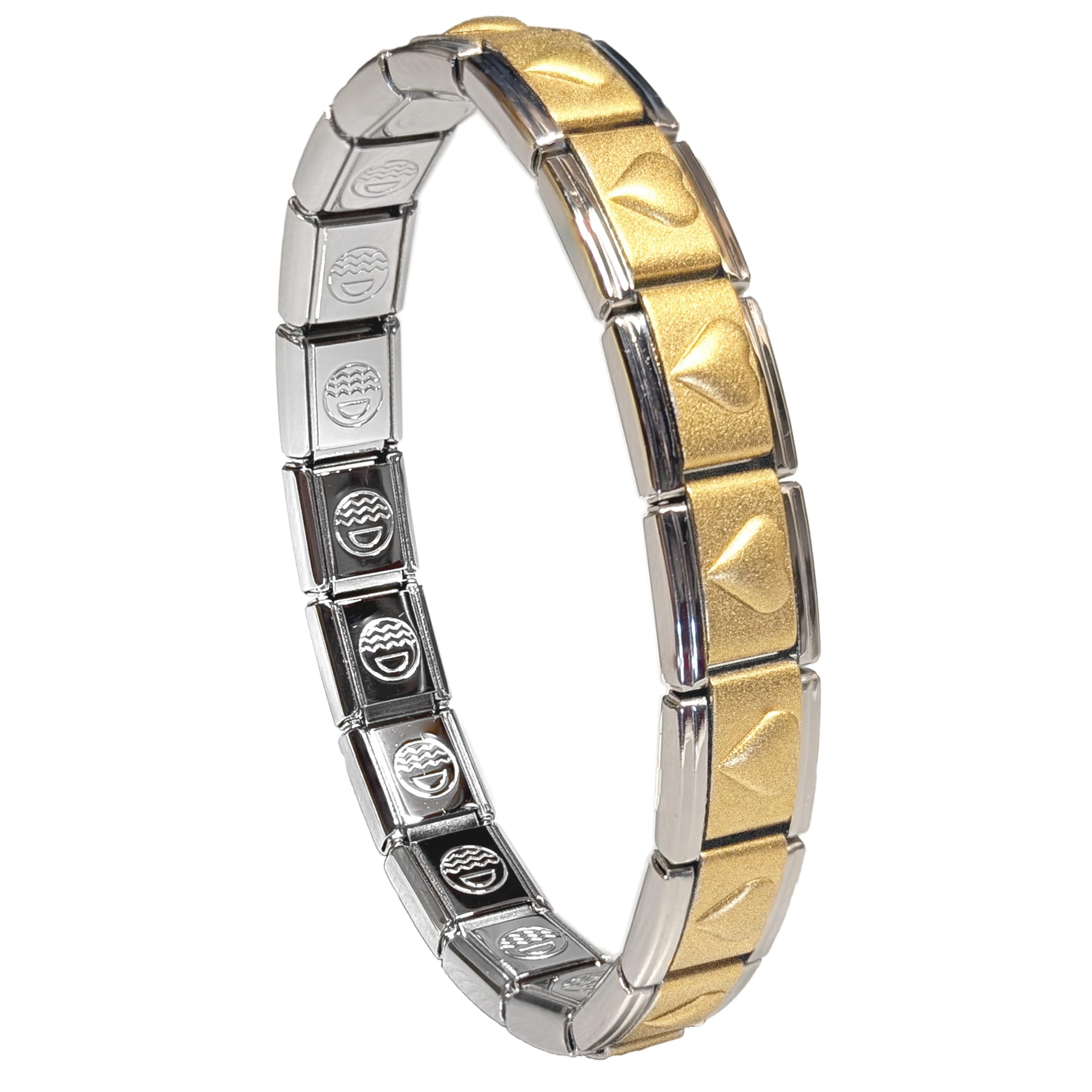 Dolceoro 9mm Traditional Italian Starter Charm Bracelet, Interlocking Stainless Steel Modular Links - Customize