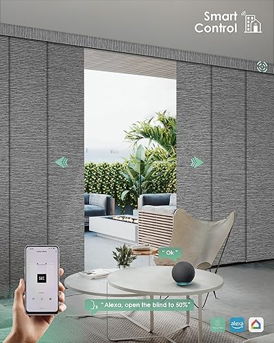 Miniatura 3 de Yoolax Persianas de puerta corredera inteligentes XL personalizadas, persianas motorizadas compatibles con Alexa, persianas verticales opacas de