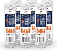 Aquaboon 5 Micron 10x2.5 String Wound Sediment Filter Cartridges 6-Pack, Whole House Replacement for WHKF-WHSW, Well Water Systems