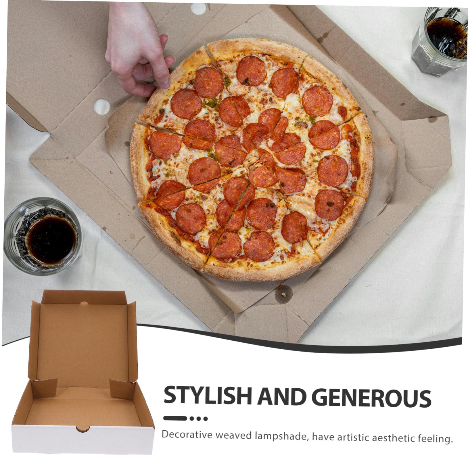30 Szt. Sztuk Białych Falistych Kartonowych Pudełek Pizzę Cali Wielokrotnego Użytku Odporne Zgniatanie Wykonane z Białego Papieru Kraft Utrzymujące Świeżość Pizzy Ciast i Ciastek