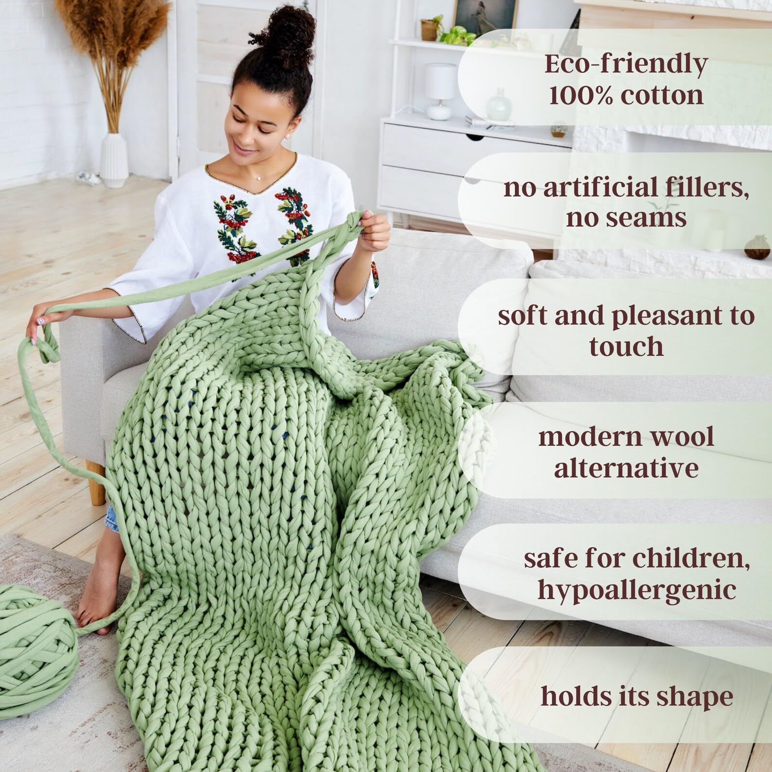 T-Shirt Super Bulky Yarn for arm Knitting Weighted Blanket Pillow, Pouf, Carpet, Rug, Baskets, Duvet, Throw, pet Bed - Image 4