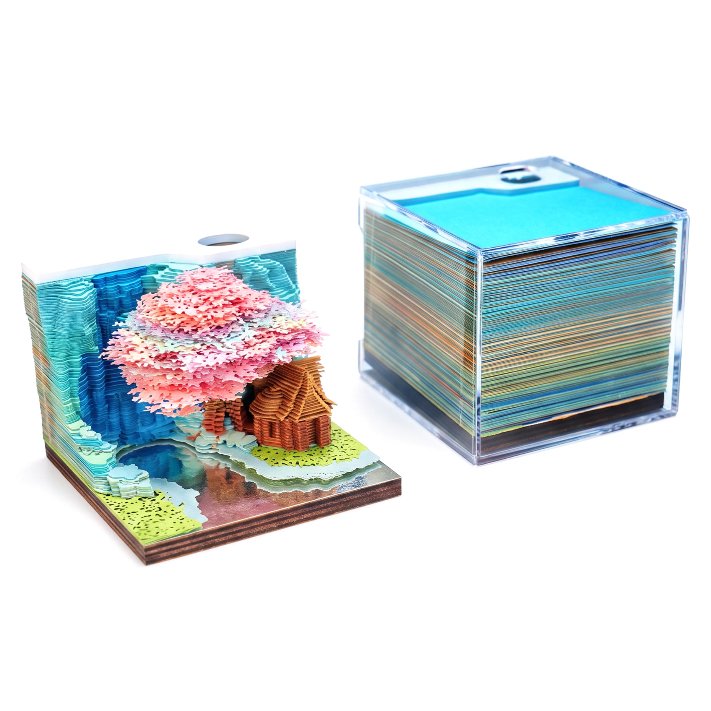 Simpatici bloc-notes, decorazioni per desktop artistiche con intaglio di carta illuminata 3D