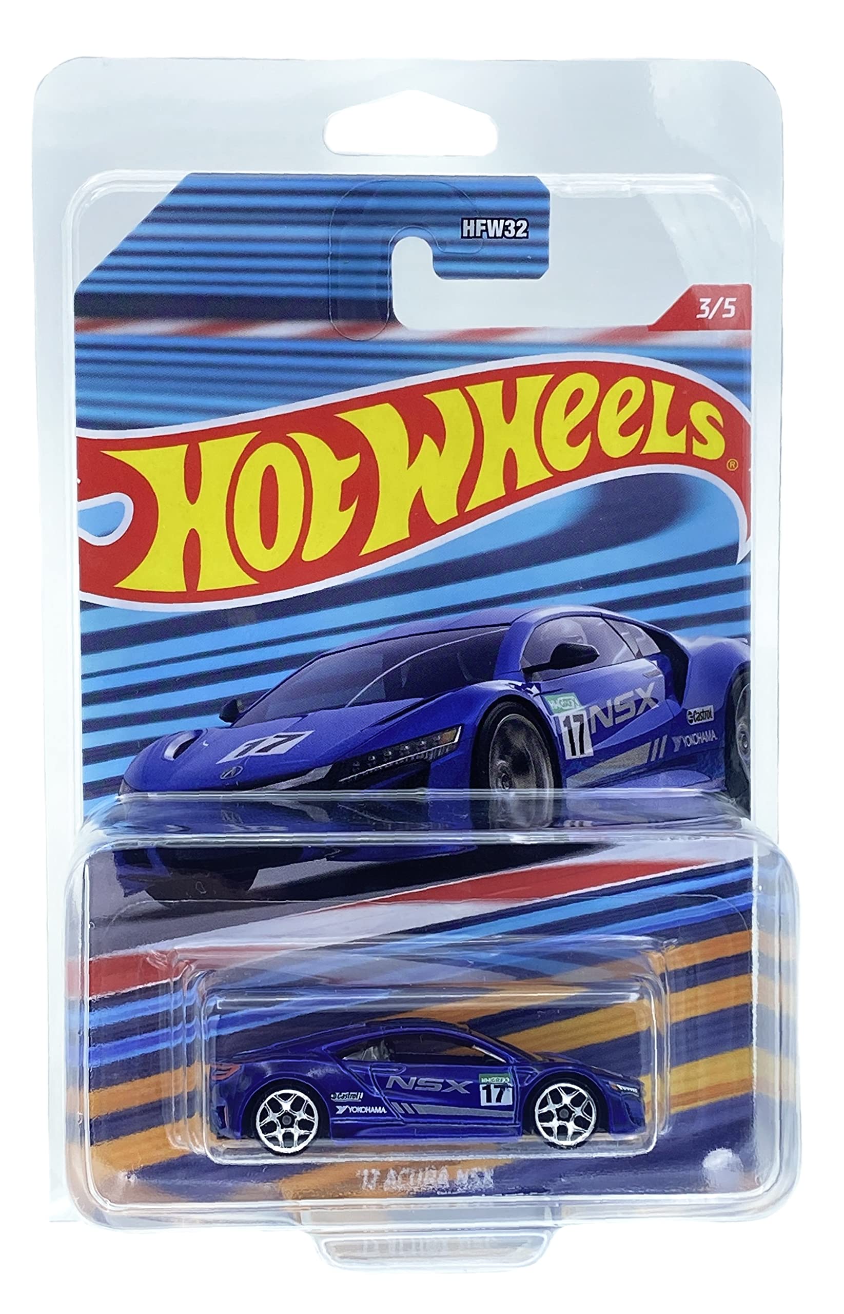 Hot Wheels 17 Acura NSX (Blue) 3/5 Themed 2022 - (Long Card) *** COMES IN A KLAS CAR KEEPER PROTECTIVE COLLECTORS CASE *** HDG71