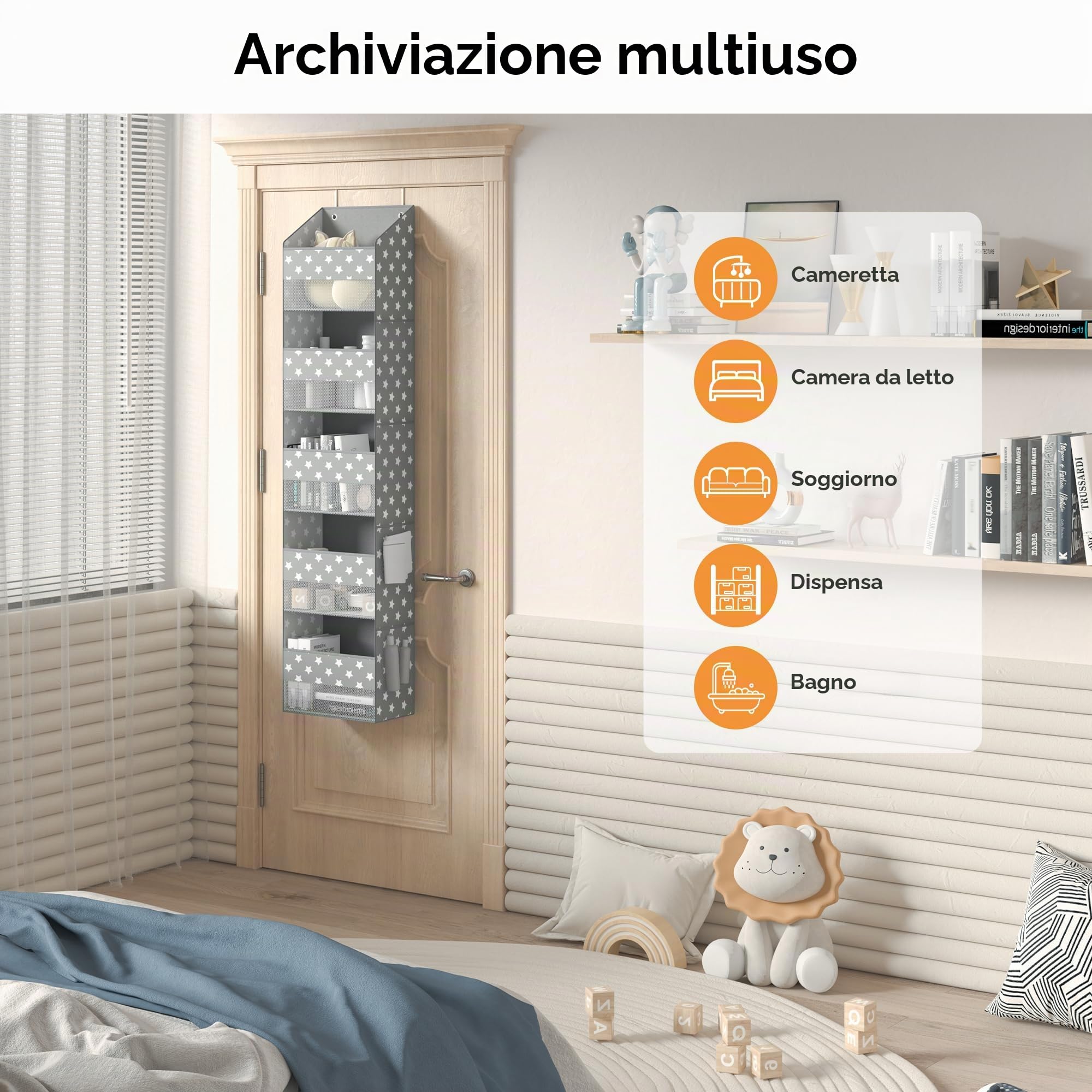 GRANNY SAYS Set di Portaoggetti da Appendere con 5 Tasche e Scatole Portaoggetti con Coperchio