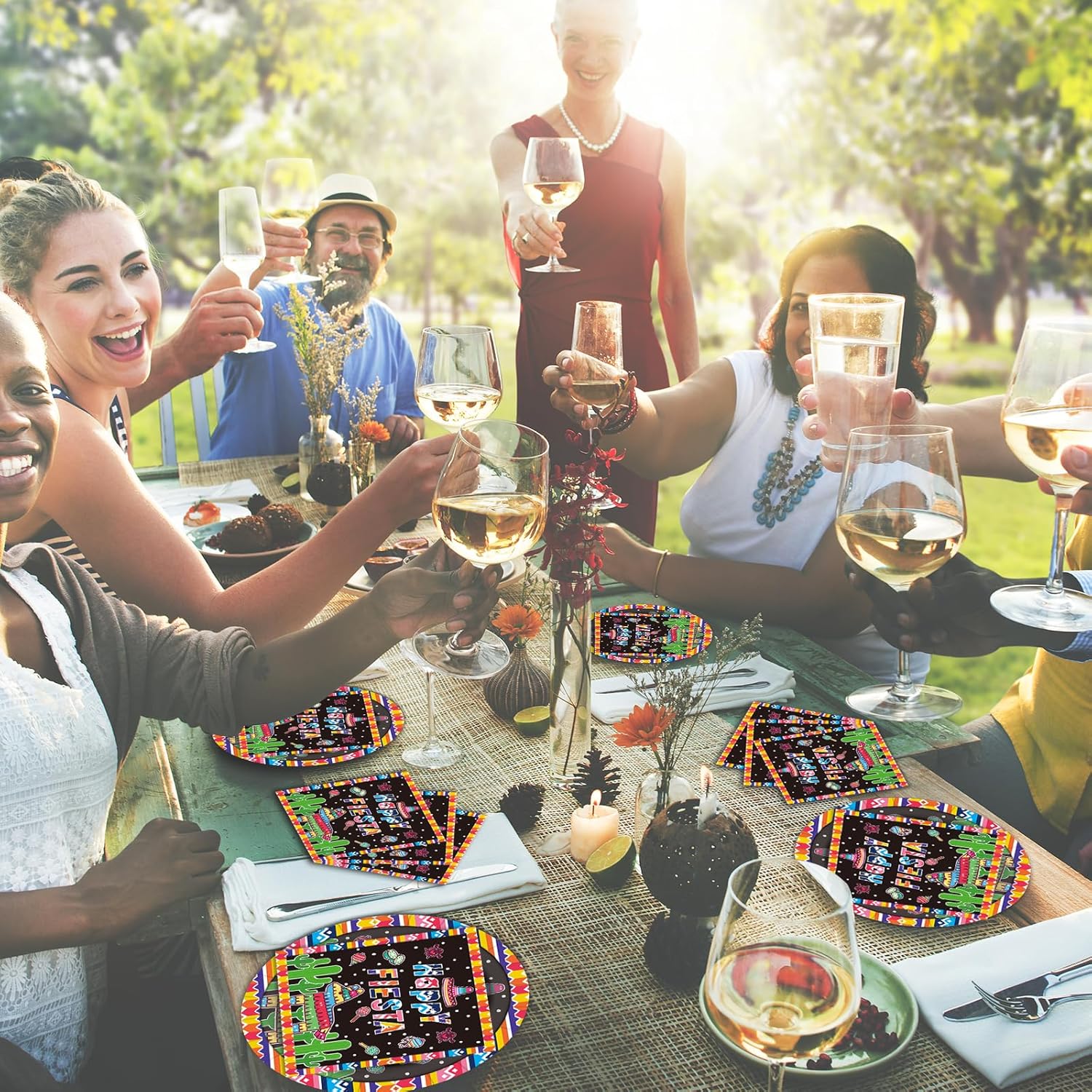 Mexican Party Paper Plates and Napkins Disposable Fiesta Party Supplies 9 inch 20 pcs Dessert Cake Plates & 20 pcs Napkins Tableware for Fruit Cake Party Decorations Mexican Fiesta image 4 of 7 B0F1CTH3PM