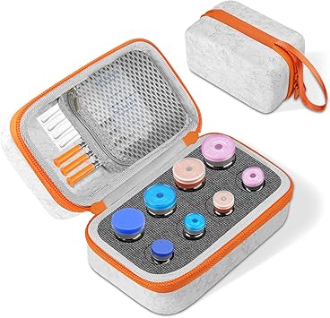 SARLAR Insulin Vial Case for Fridge, 8-Slot Peptide Vial Organizer Holder for Diabetics, All-Size Compatible Fits 1ml 2ml 3ml 5ml 10ml & Tall Vials, Hard Shell Felt Travel Storage Bag for GLP-1 Bottle