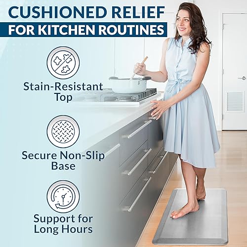 Miniatura 20 de ComfiLife - Alfombrilla antifatiga de 3/4 pulgadas de grosor para cocina o escritorio de pie, hogar u oficina, duradera, resistente a las manchas y