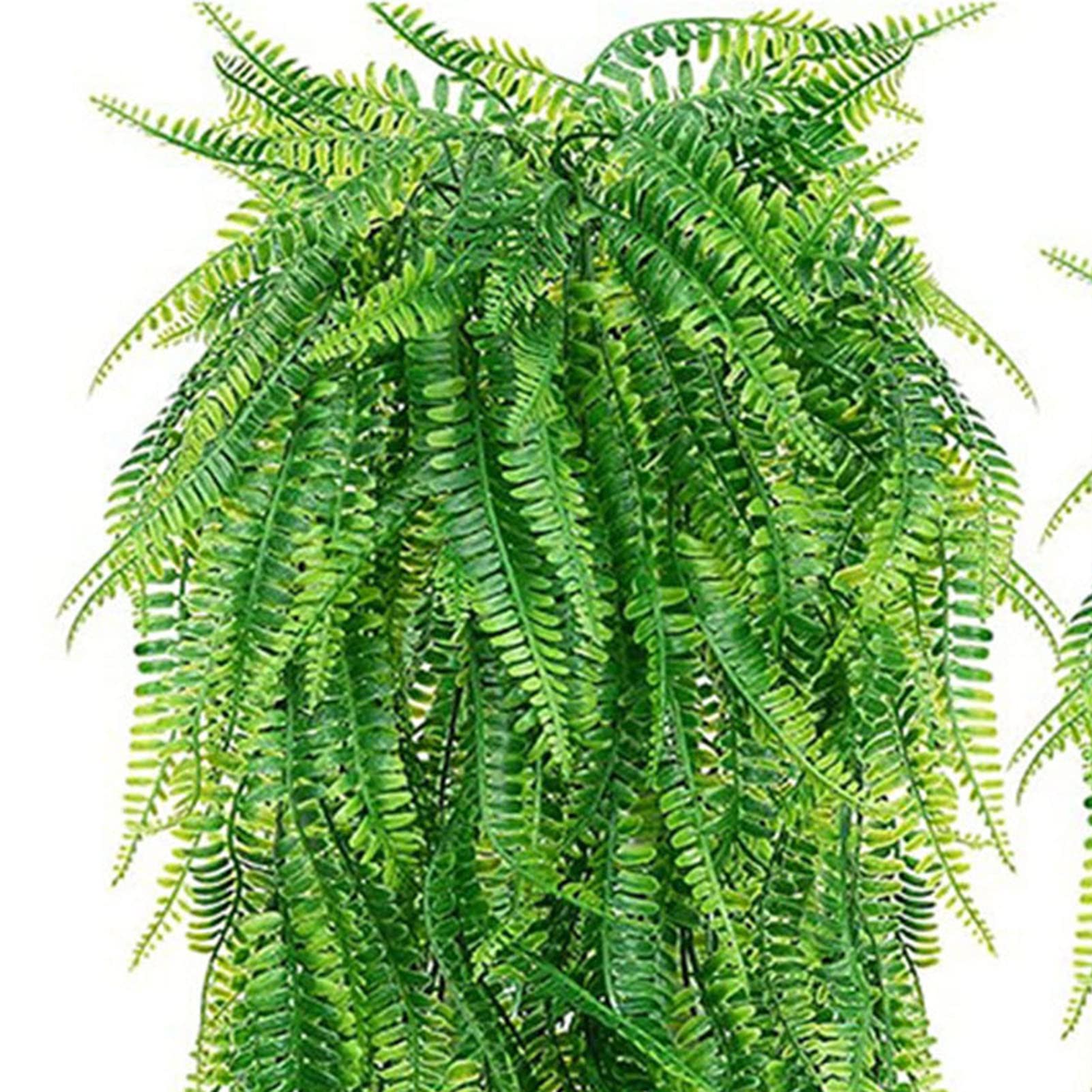 JUOPZKENN Lot de 2 fougères artificielles à suspendre, plantes de vigne imperméables, anti-UV, fausses plantes à suspendre en plastique pour terrasse, porche, jardin, cour, décoration intérieure et