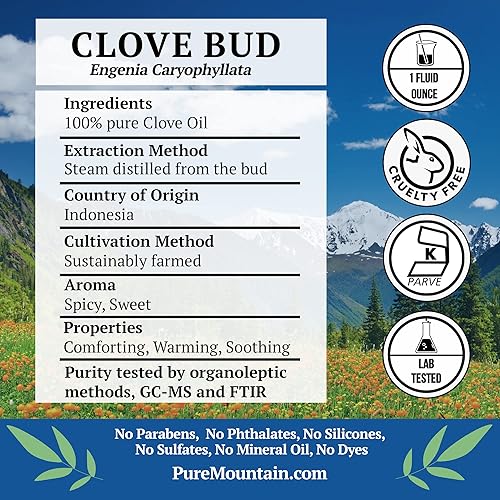 Miniatura 2 de Aceite esencial de clavo – Botella completa de 1 oz (1.0 fl oz) – 100% puro natural y certificado Kosher Eugenia Caryophyllata