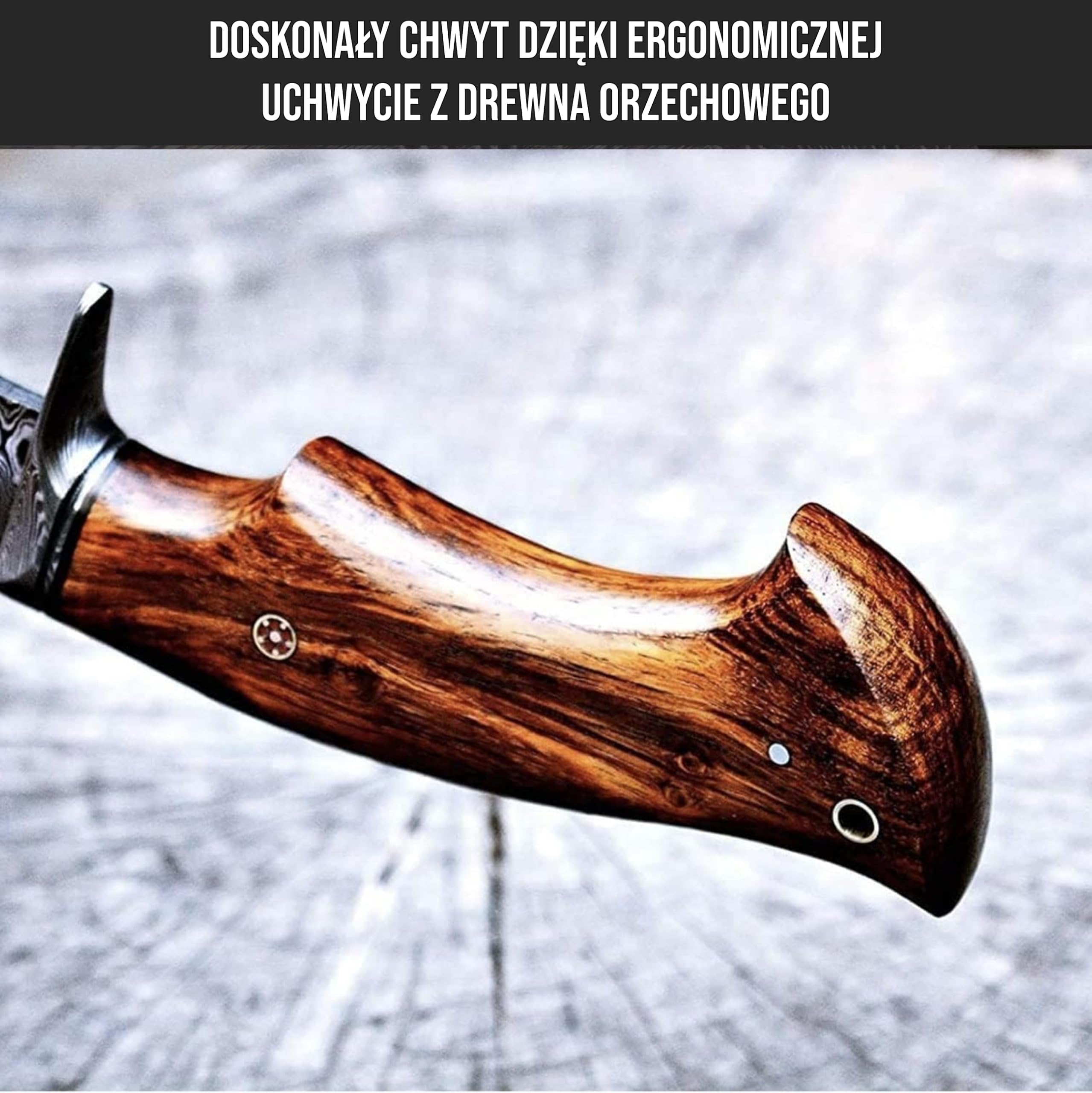 BIGCAT ROAR 10-calowy ręcznie robiony nóż myśliwski z damasceńskiej stali z skórzanym etui - idealny do skórzenia - nóż stały EDC do bushcraftu z rękojeścią z drewna orzechowego - myśliwy drapieżników