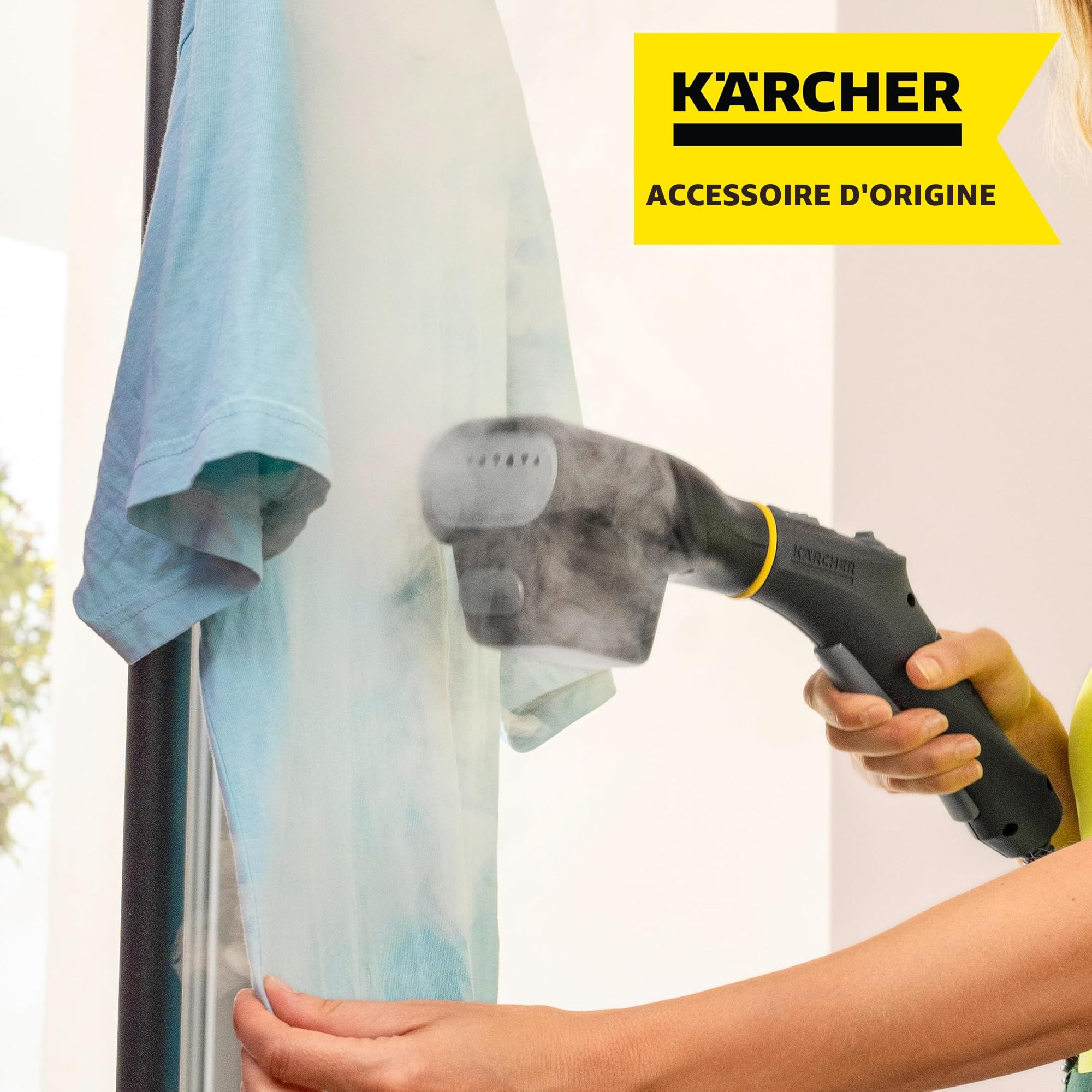 Kärcher Défroisseur Vapeur, Pour Défroisser à la Vapeur & Rafraîchir les Vêtements & Textiles d'Intérieur, Adapté aux Rideaux & Housses de Coussins, Accessoire d'Origine Pour Nettoyeur Vapeur Kärcher