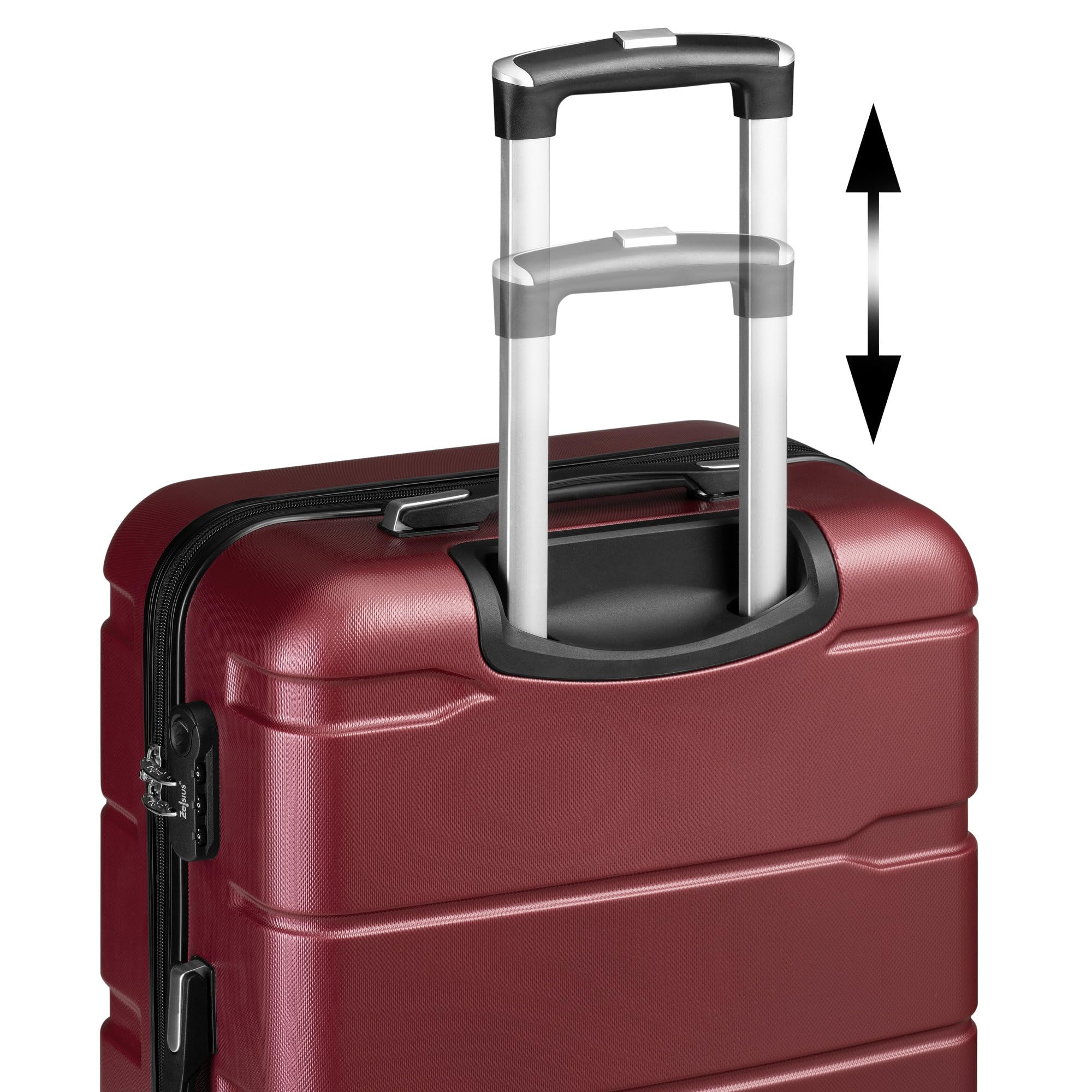 Zelsius Set de valises | Valise rigide en ABS avec serrure à combinaison, 4 roulettes et cloison intérieure | Valise à main, valise rigide - Lot de 4 pièces - Trolley, grande valise, rouge, S, M, L,
