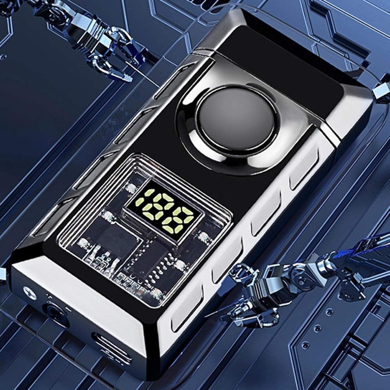Smart Voice-Activated Lighter,Two Flame Modes,Adjustable Flame,Butane refillable Visual Fuel Window Butane Lighter(Ice Black)