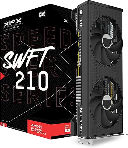 XFX Speedster SWFT210 Radeon RX 7600XT CORE - Tarjeta gráfica para juegos con 16 GB GDDR6 HDMI 3xDP, AMD RDNA 3 RX-76TSWFTFP