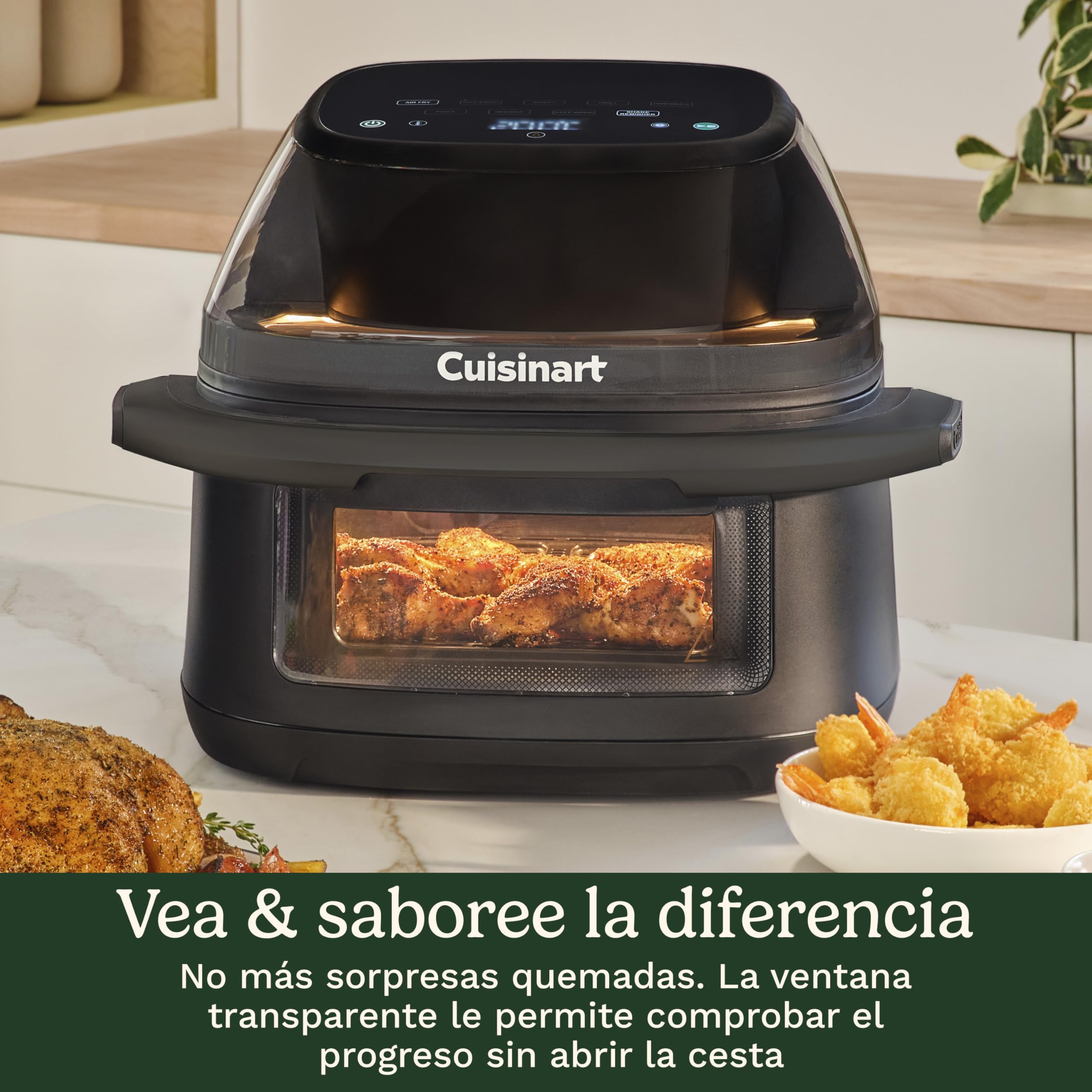 Cuisinart ClearView™ Air Fryer I Visibilidad total – ventanas de 280° I Libre de PFAS I 8,5L I 8‑en‑1 Air Fry, Asar, Grill, MaxCrisp, Deshidratar, Pizza, Recrisp, Mantener caliente I Temp. máx. 230°C