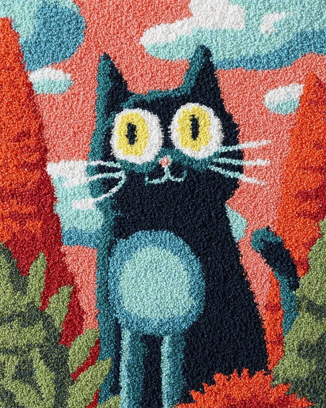 AMBATTERY Latch Hook Tapestry Kit Cartoon Cat 55x75cm