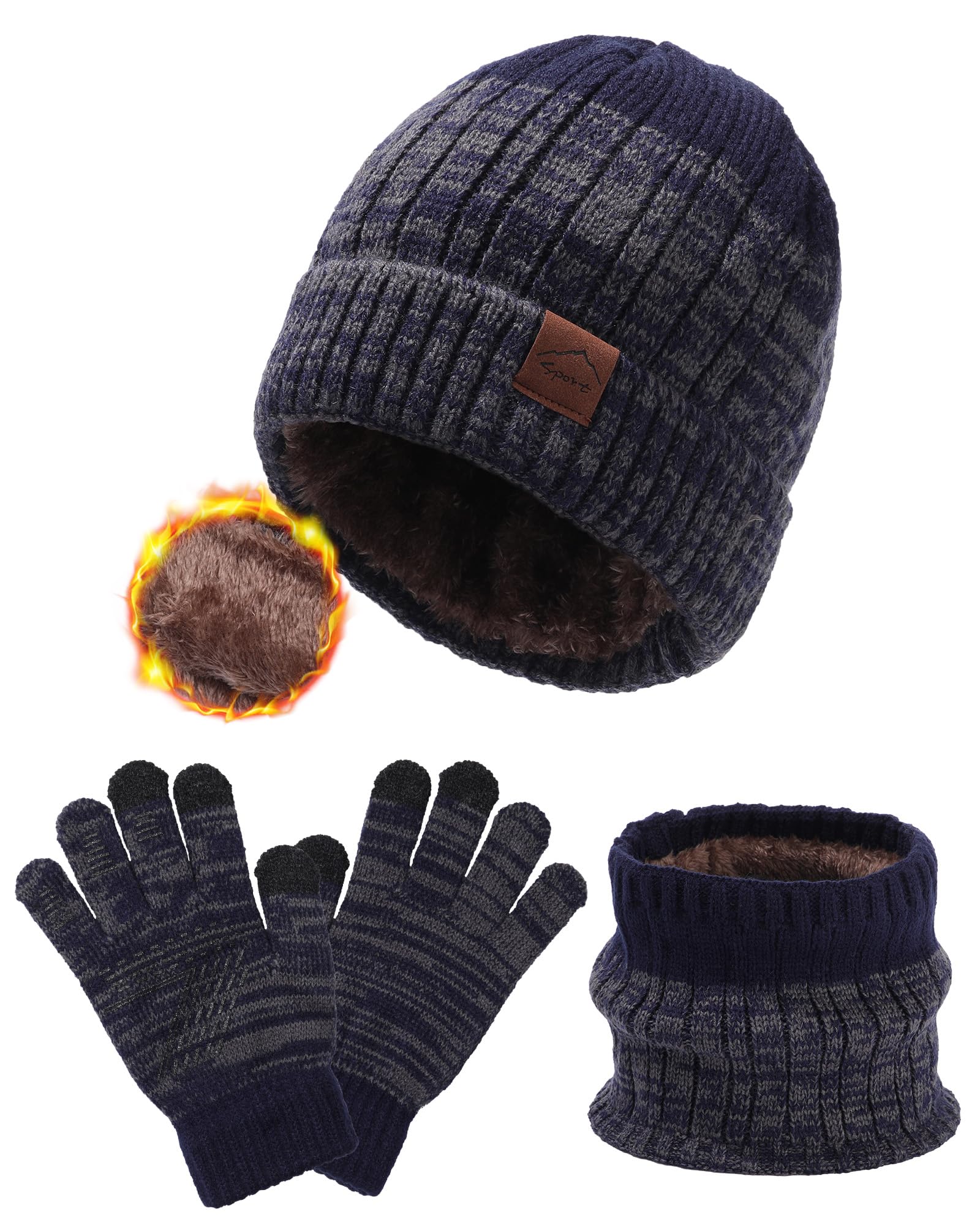 WELROG Gorro de Invierno para niños, Bufanda, Guantes para niños y niñas, Gorro de Invierno, Conjunto de Bufanda para niños de 4 a 15 años, Gorro de Punto