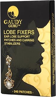 Ear Lobe Support Patches and Earring Stabilizers (240 Invisible Patches) Prevents Tears, Reduces Strain.