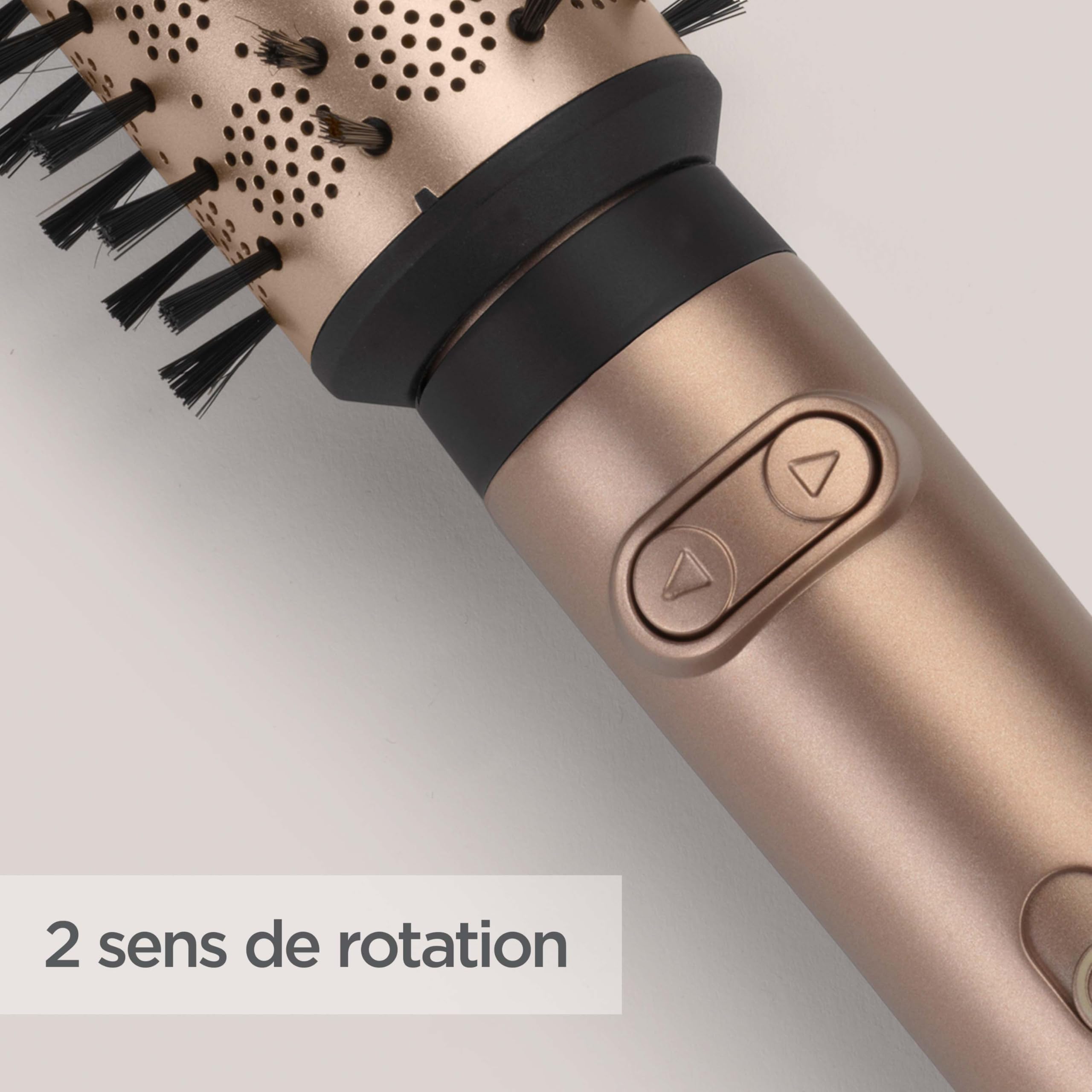 BaByliss Brosse soufflante rotative Big Hair Dual - Technologie ionique anti-frisottis, Brosse de 50 mm et 40 mm, 2 sens de rotation, 2 réglages de température + Bouton air froid, Noir, AS952E